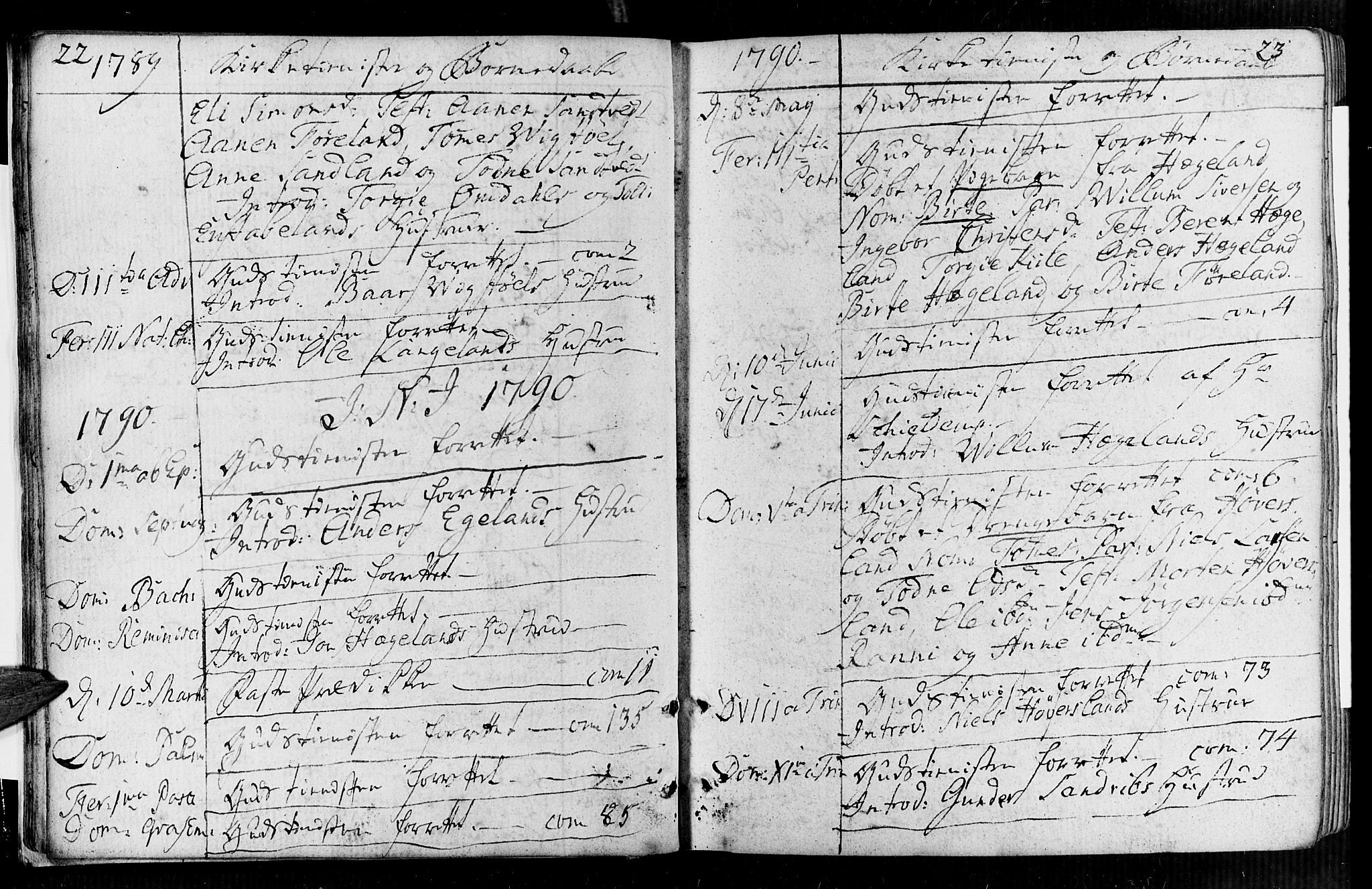 Vennesla sokneprestkontor, SAK/1111-0045/Fa/Faa/L0002: Parish register (official) no. A 2, 1785-1834, p. 22-23