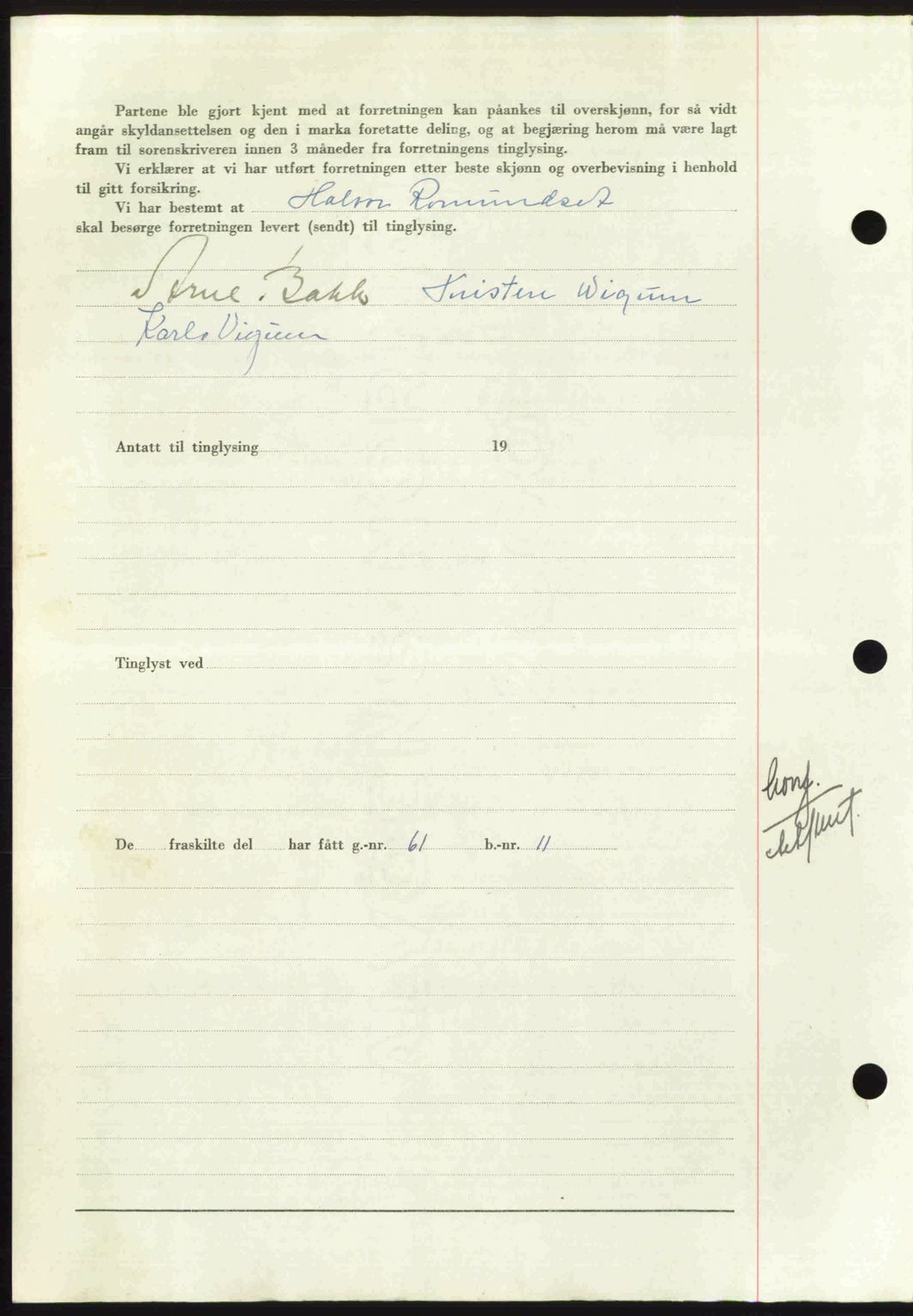 Nordmøre sorenskriveri, AV/SAT-A-4132/1/2/2Ca: Mortgage book no. A116, 1950-1950, Diary no: : 3059/1950