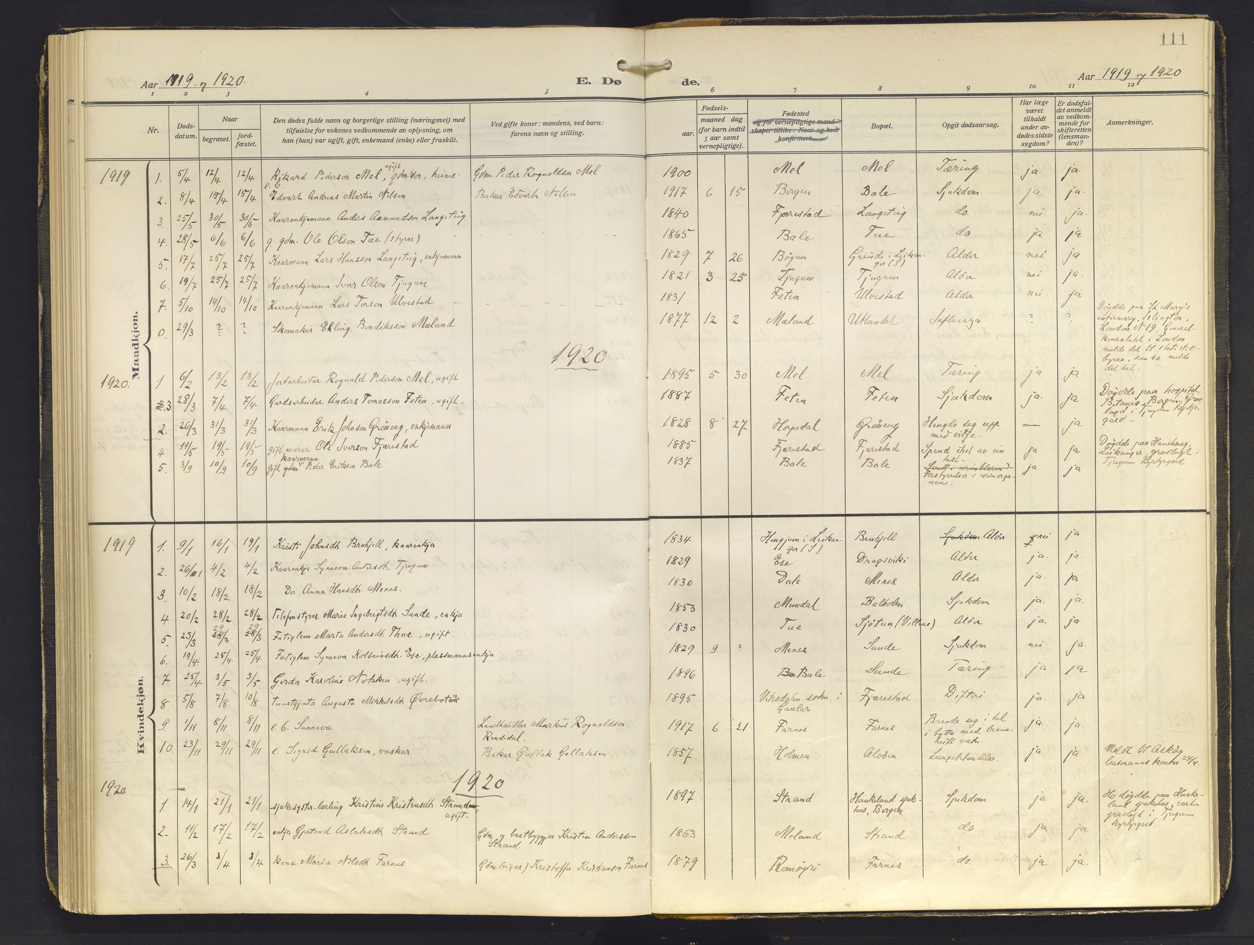 Balestrand sokneprestembete, AV/SAB-A-79601/H/Haa/Haab/L0002: Parish register (official) no. B 2, 1911-1932, p. 111