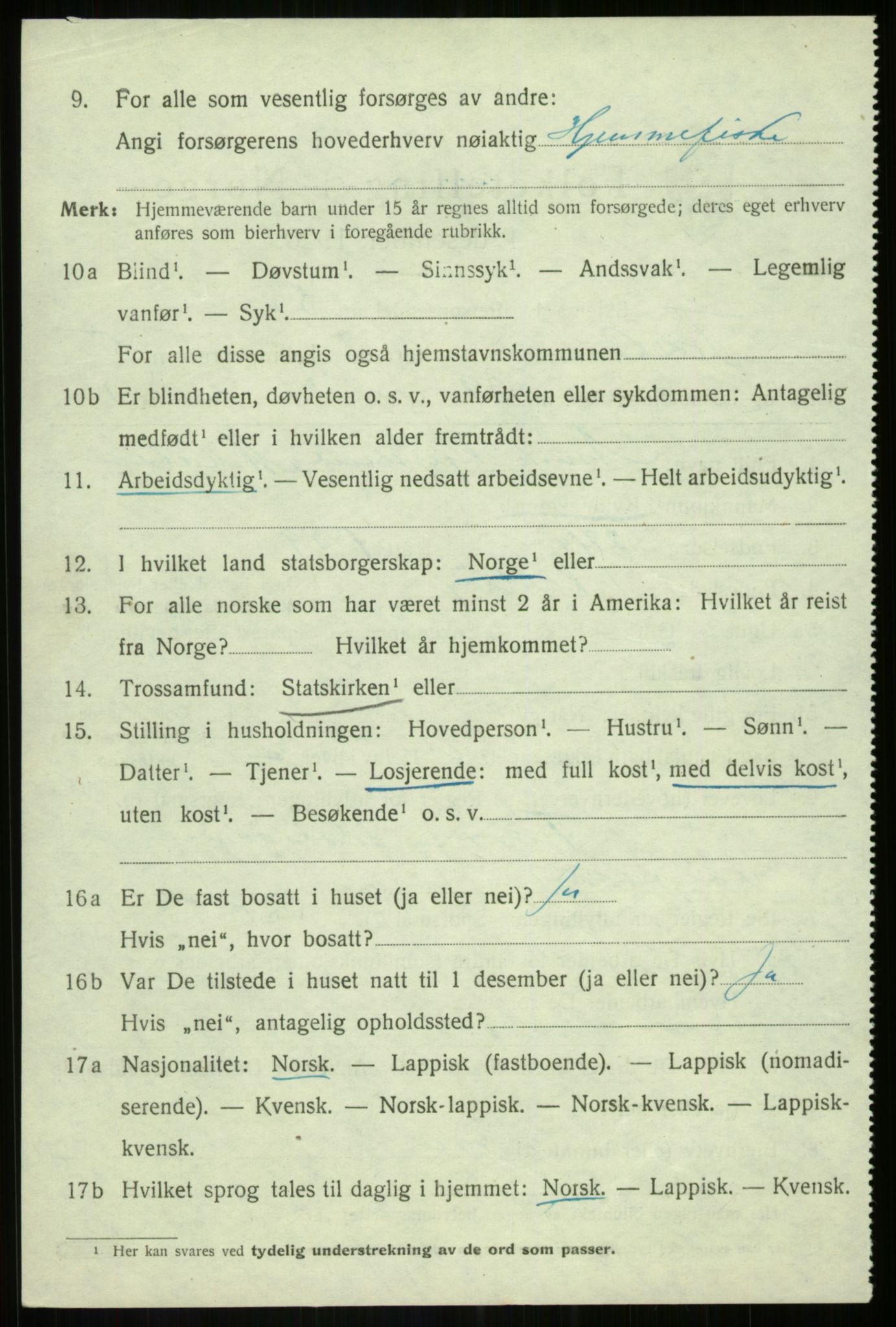 SATØ, 1920 census for Torsken, 1920, p. 2378