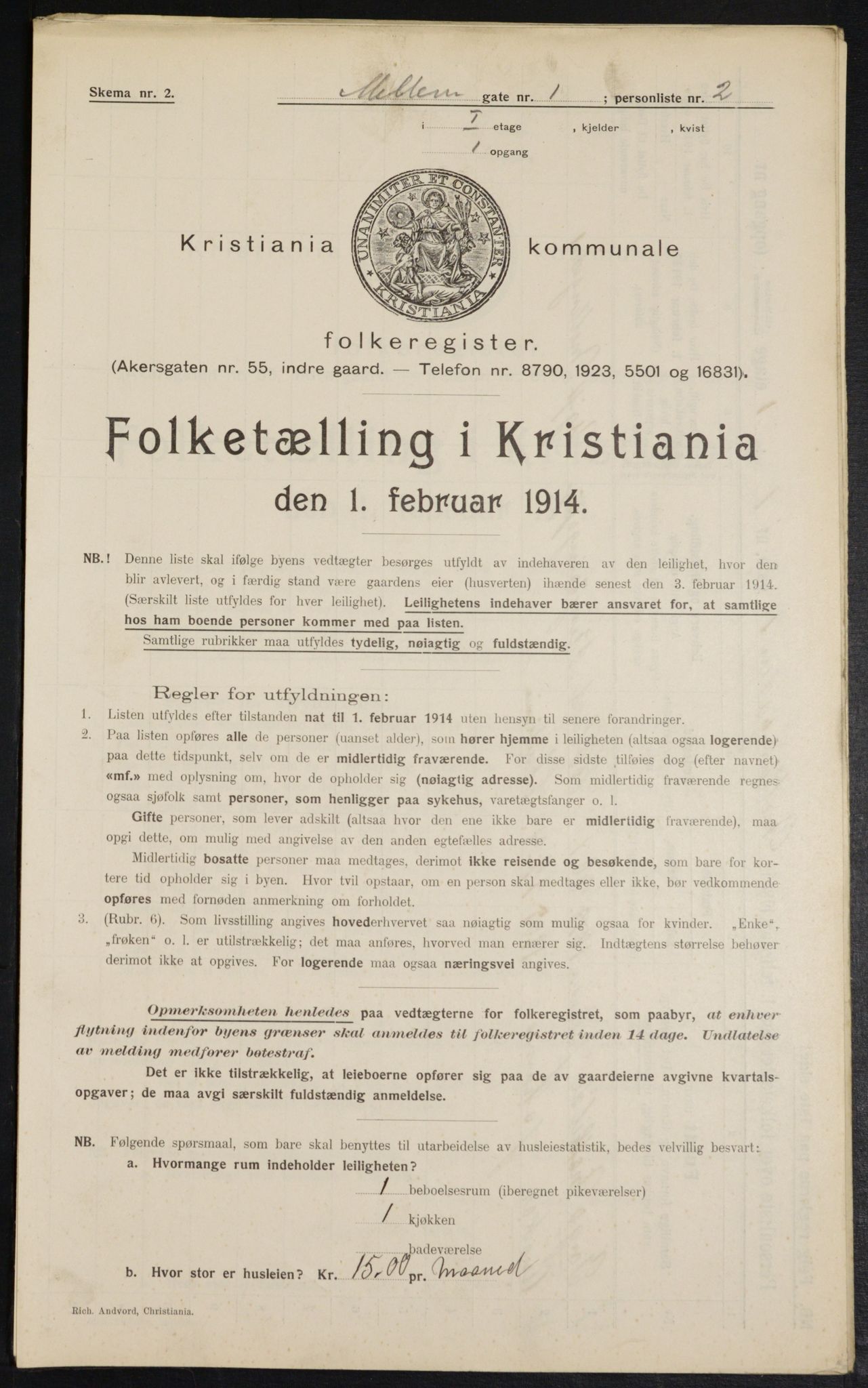 OBA, Municipal Census 1914 for Kristiania, 1914, p. 64985