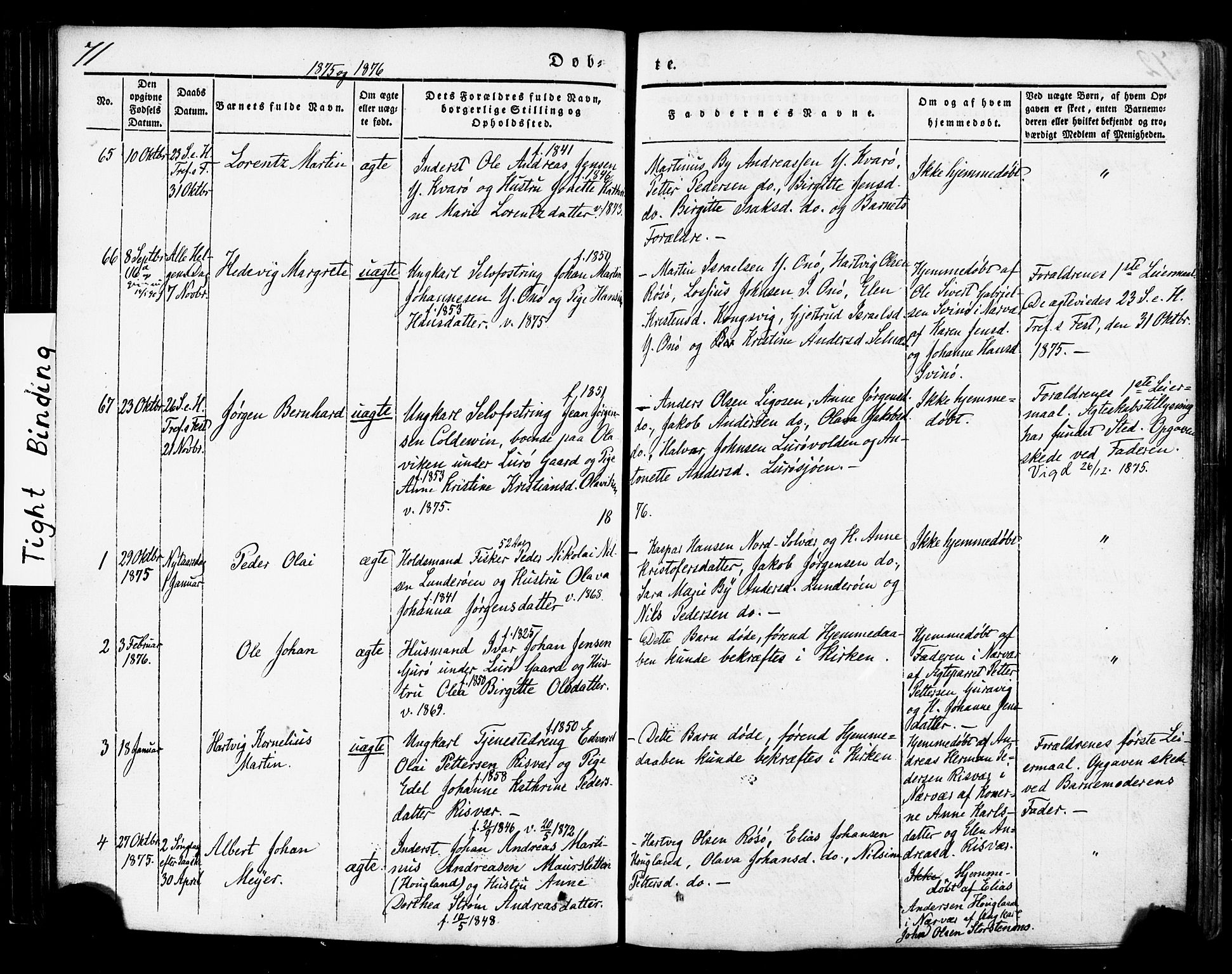 Ministerialprotokoller, klokkerbøker og fødselsregistre - Nordland, AV/SAT-A-1459/839/L0567: Parish register (official) no. 839A04, 1863-1879, p. 71