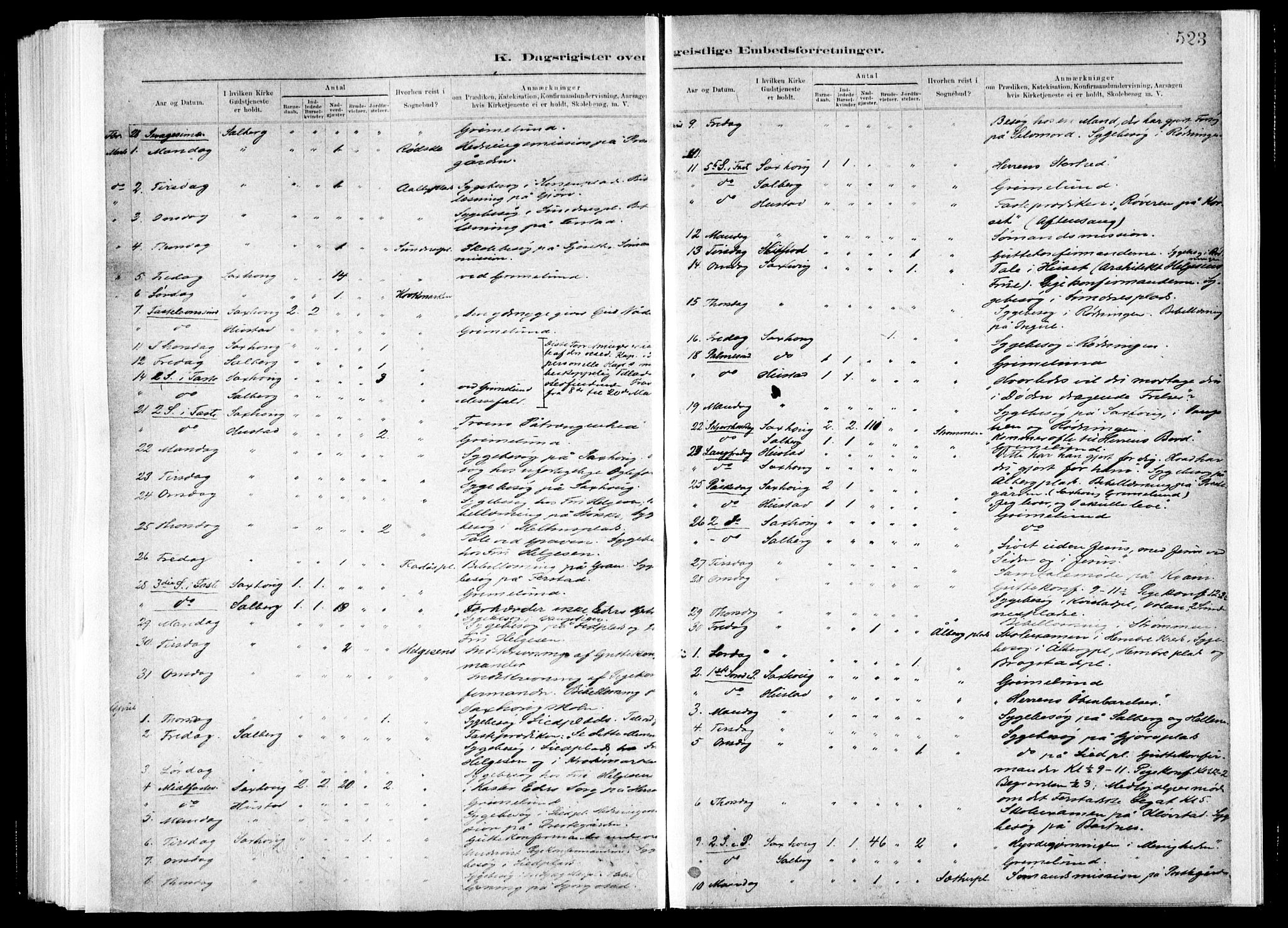 Ministerialprotokoller, klokkerbøker og fødselsregistre - Nord-Trøndelag, SAT/A-1458/730/L0285: Parish register (official) no. 730A10, 1879-1914, p. 523