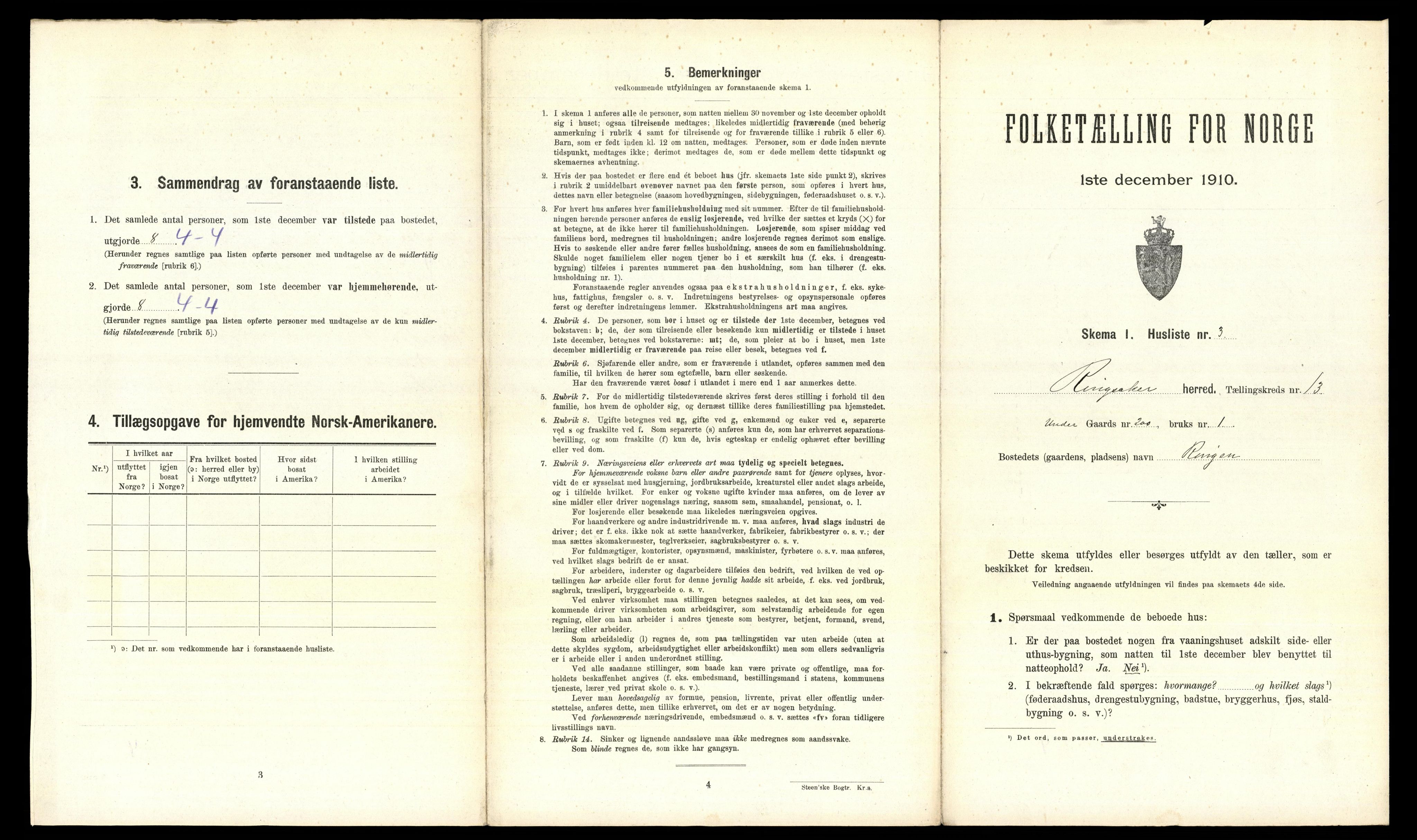 RA, 1910 census for Ringsaker, 1910, p. 2539