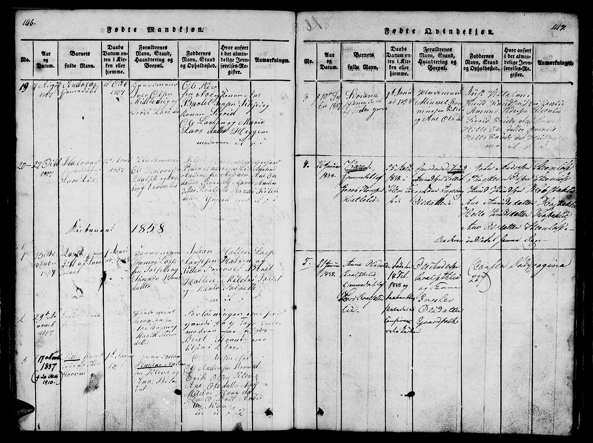 Ministerialprotokoller, klokkerbøker og fødselsregistre - Møre og Romsdal, SAT/A-1454/557/L0679: Parish register (official) no. 557A01, 1818-1843, p. 146-147