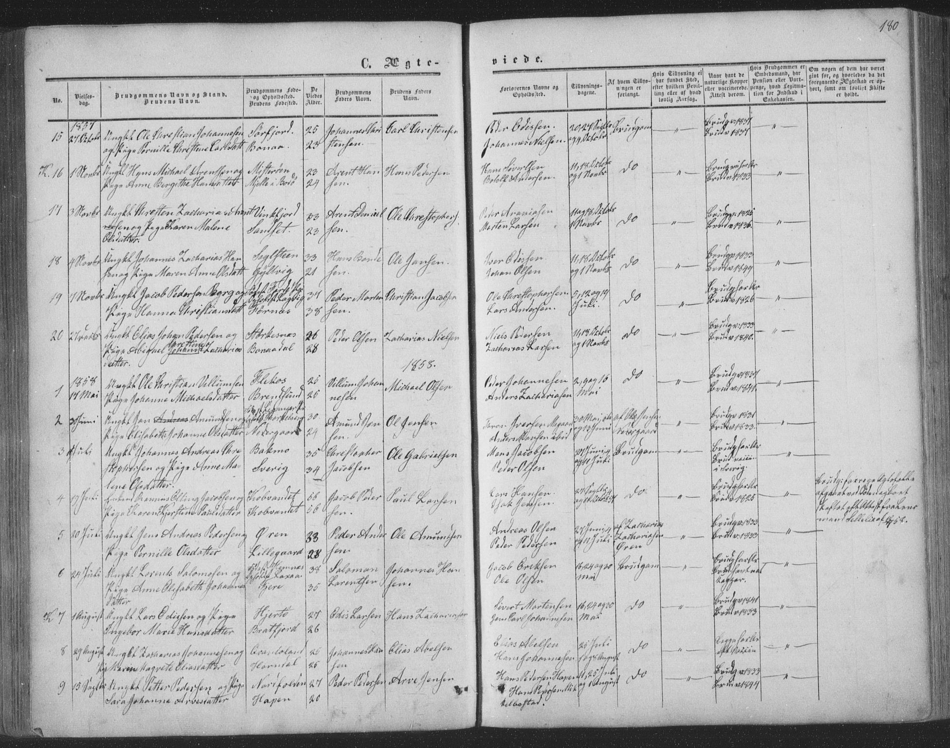 Ministerialprotokoller, klokkerbøker og fødselsregistre - Nordland, AV/SAT-A-1459/853/L0770: Parish register (official) no. 853A09, 1857-1870, p. 180