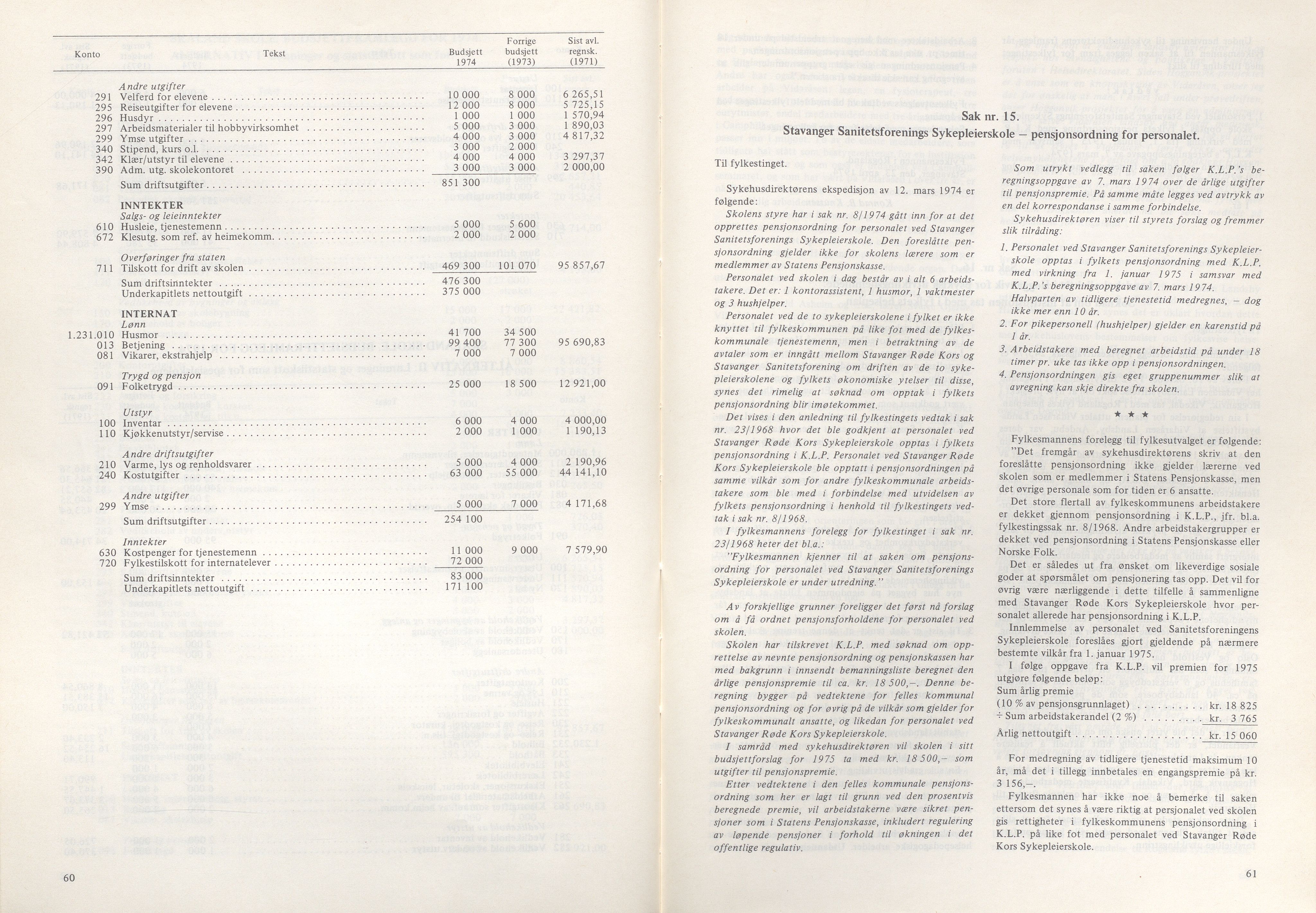 Rogaland fylkeskommune - Fylkesrådmannen , IKAR/A-900/A/Aa/Aaa/L0094: Møtebok , 1974, p. 60-61