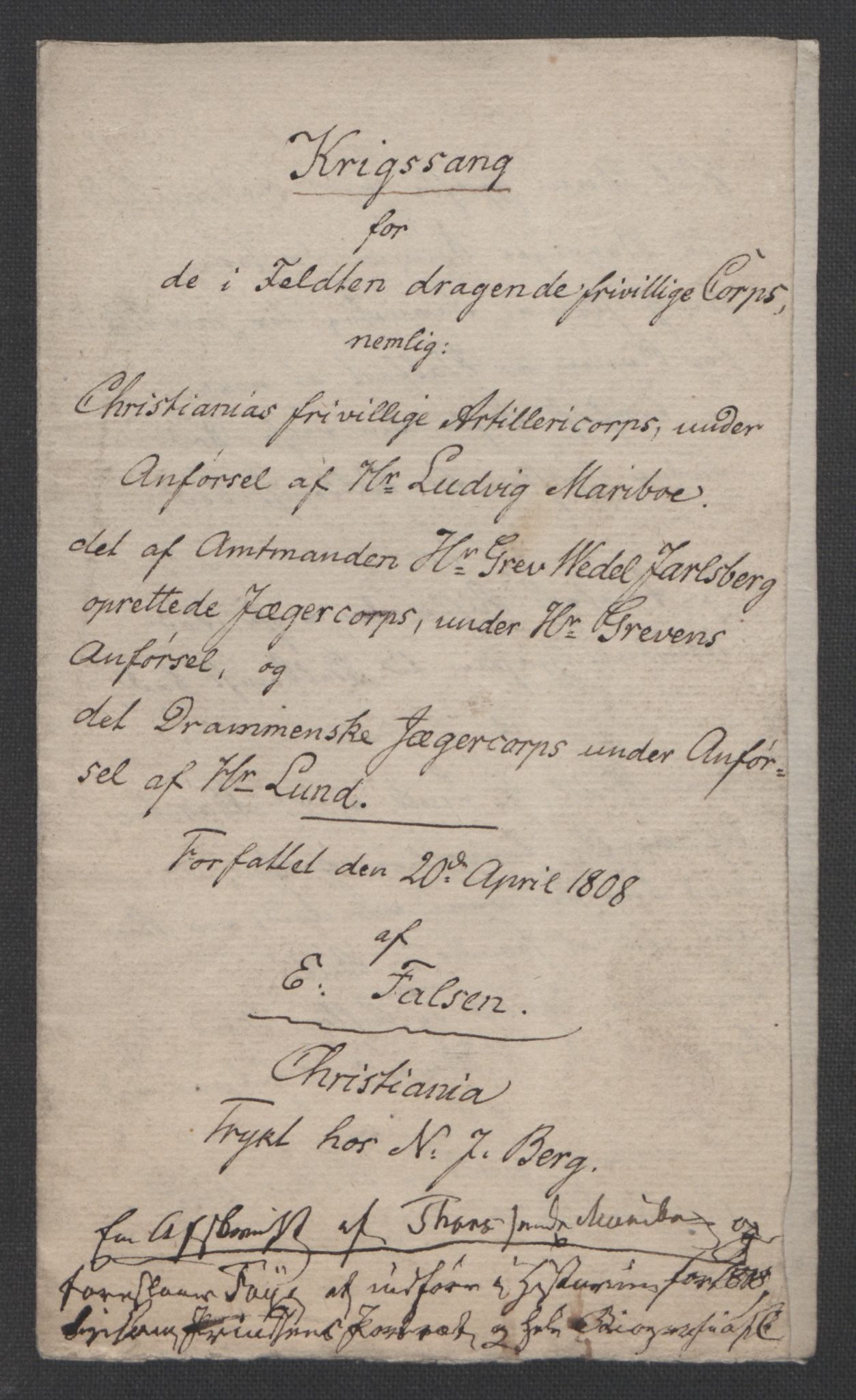 Faye, Andreas, RA/PA-0015/F/Fh/L0033/0003: -- / Angaaende krigen 1808-1809. Fayes manuscript til avhandl. i Nordisk Universitets-Tidsskrift, samt brevveksling og polemikk omkring denne avhandlingen, p. 18