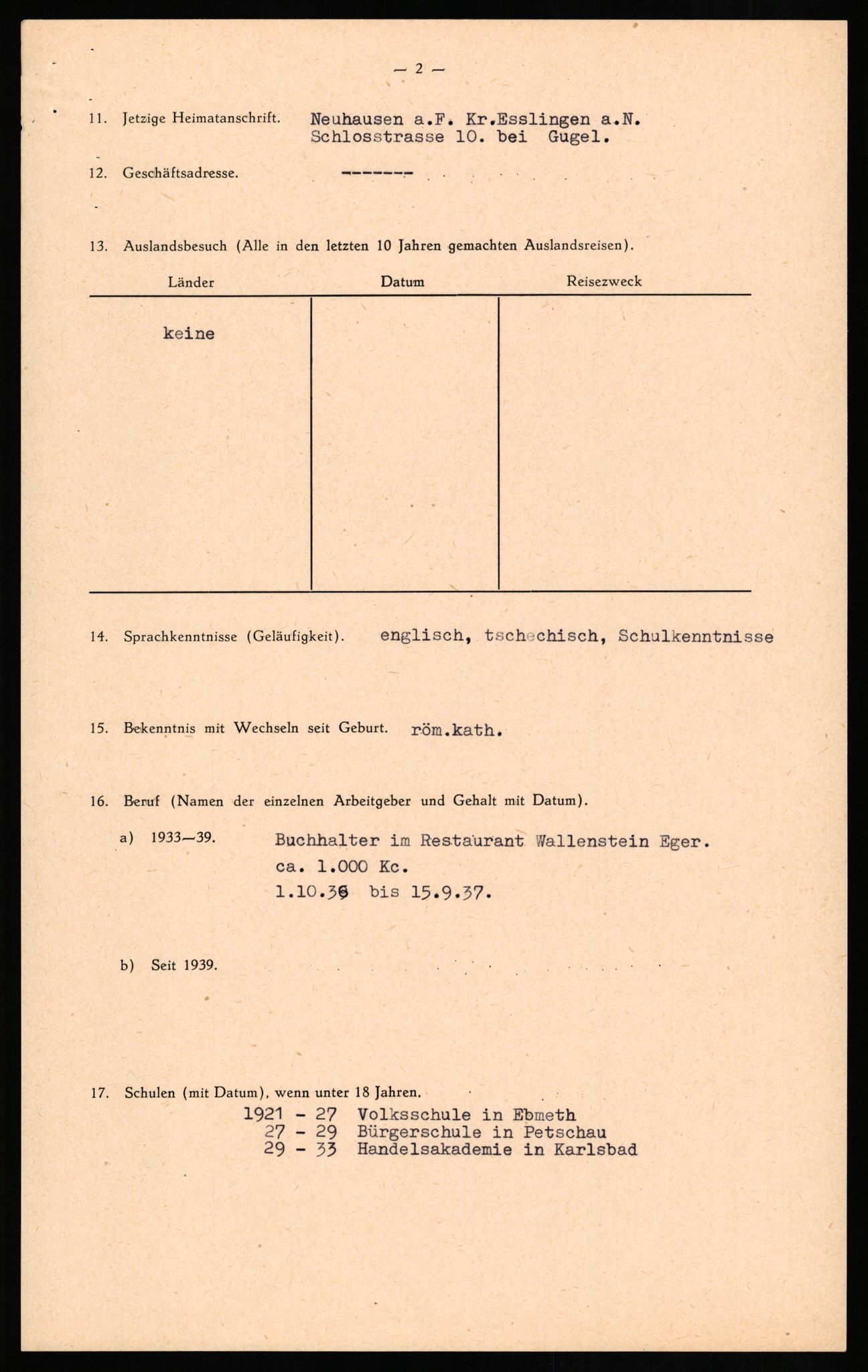 Forsvaret, Forsvarets overkommando II, AV/RA-RAFA-3915/D/Db/L0017: CI Questionaires. Tyske okkupasjonsstyrker i Norge. Tyskere., 1945-1946, p. 147