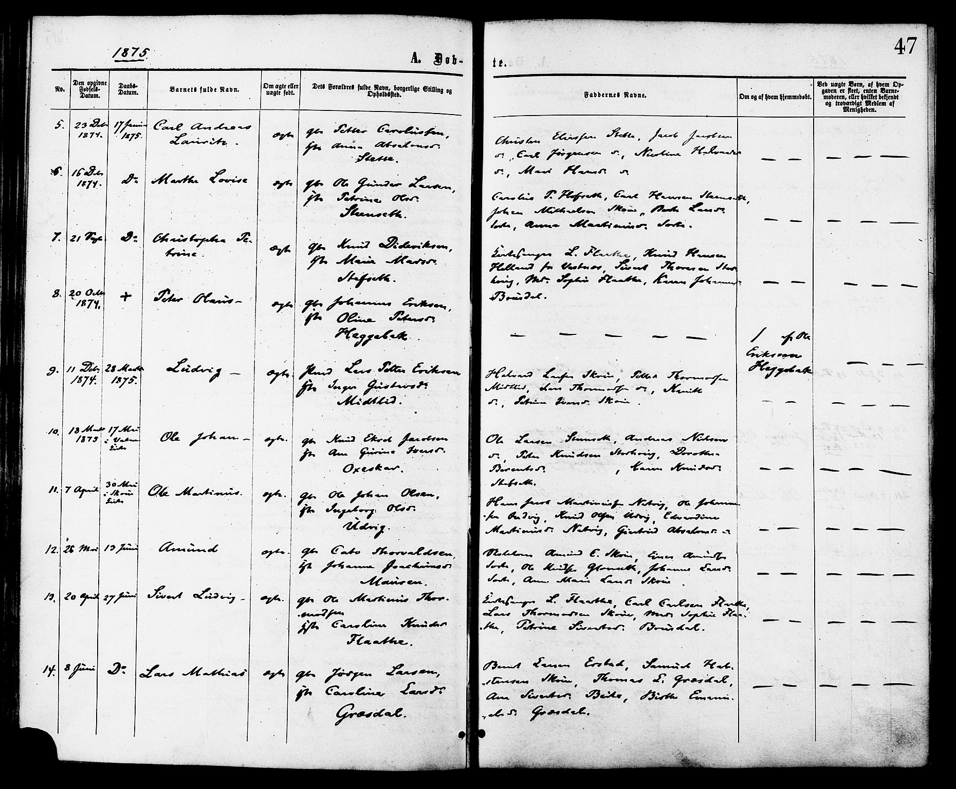 Ministerialprotokoller, klokkerbøker og fødselsregistre - Møre og Romsdal, AV/SAT-A-1454/524/L0355: Parish register (official) no. 524A07, 1864-1879, p. 47