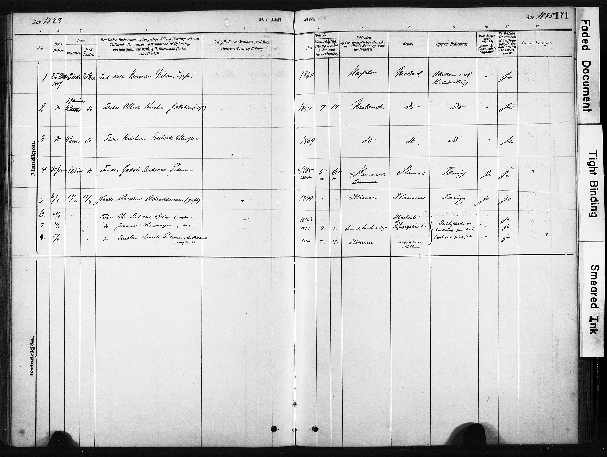 Ministerialprotokoller, klokkerbøker og fødselsregistre - Nordland, AV/SAT-A-1459/808/L0128: Parish register (official) no. 808A01, 1880-1902, p. 171