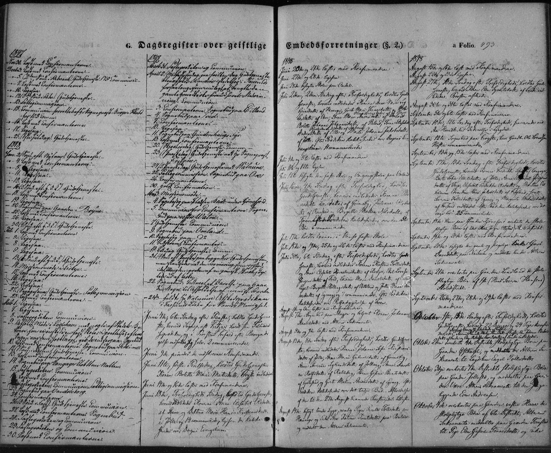 Lista sokneprestkontor, AV/SAK-1111-0027/F/Fa/L0010: Parish register (official) no. A 10, 1846-1861, p. 493