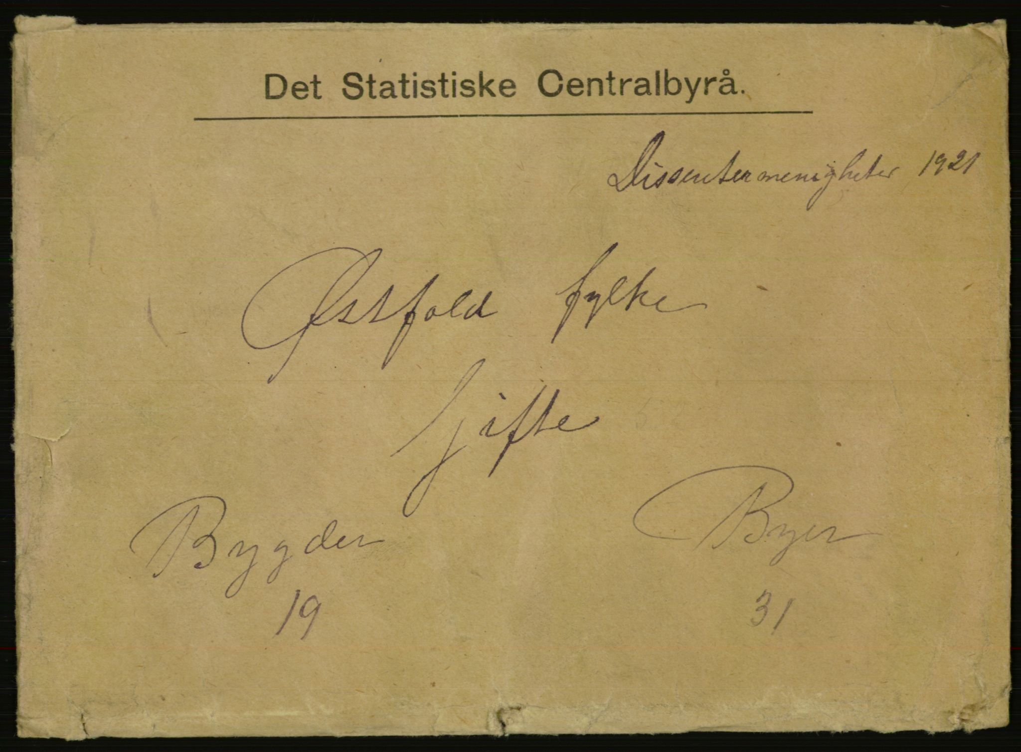 Statistisk sentralbyrå, Sosiodemografiske emner, Befolkning, AV/RA-S-2228/E/L0019: Fødte, gifte, døde dissentere., 1921, p. 1875