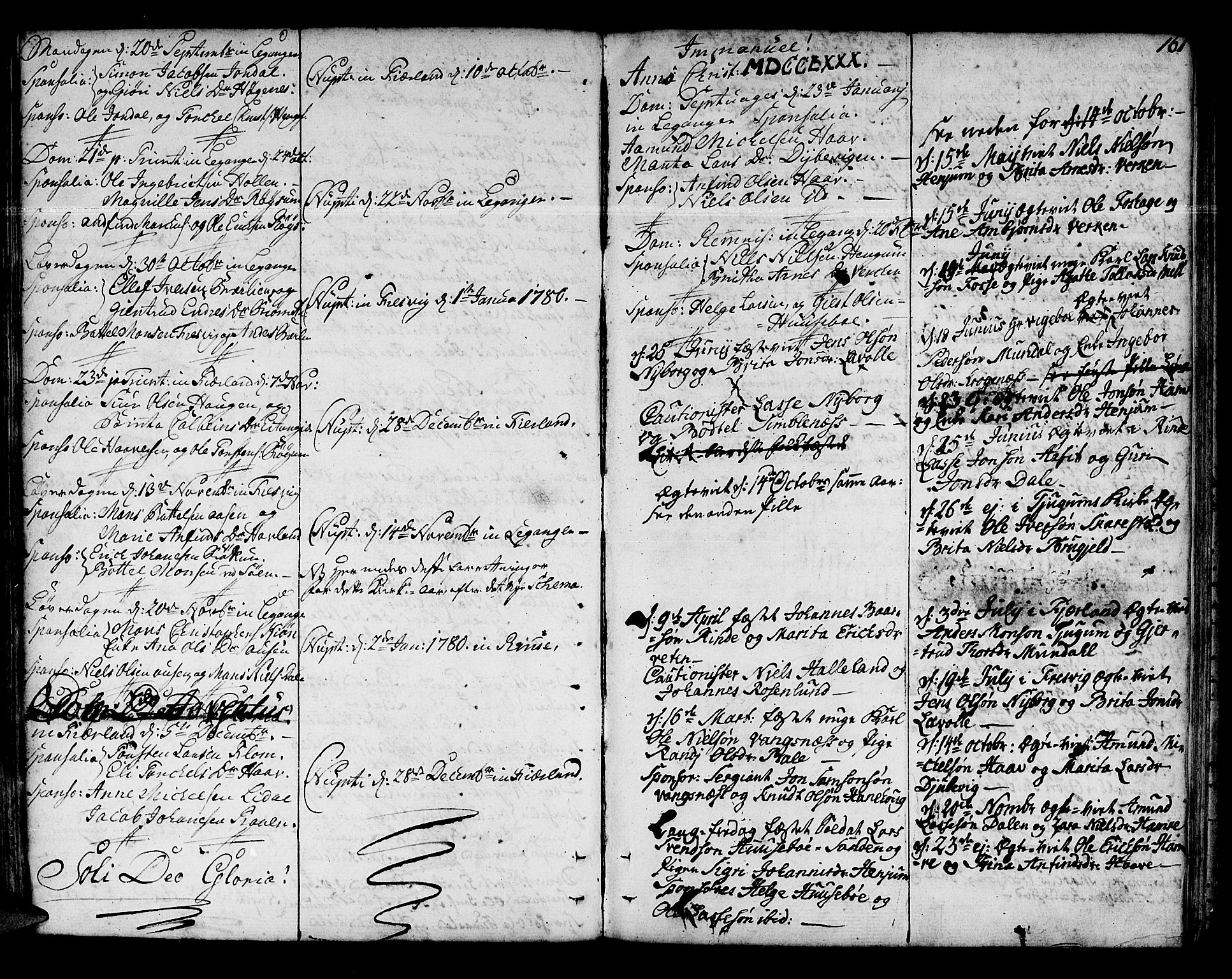 Leikanger sokneprestembete, AV/SAB-A-81001/H/Haa/Haaa/L0004: Parish register (official) no. A 4, 1770-1791, p. 161