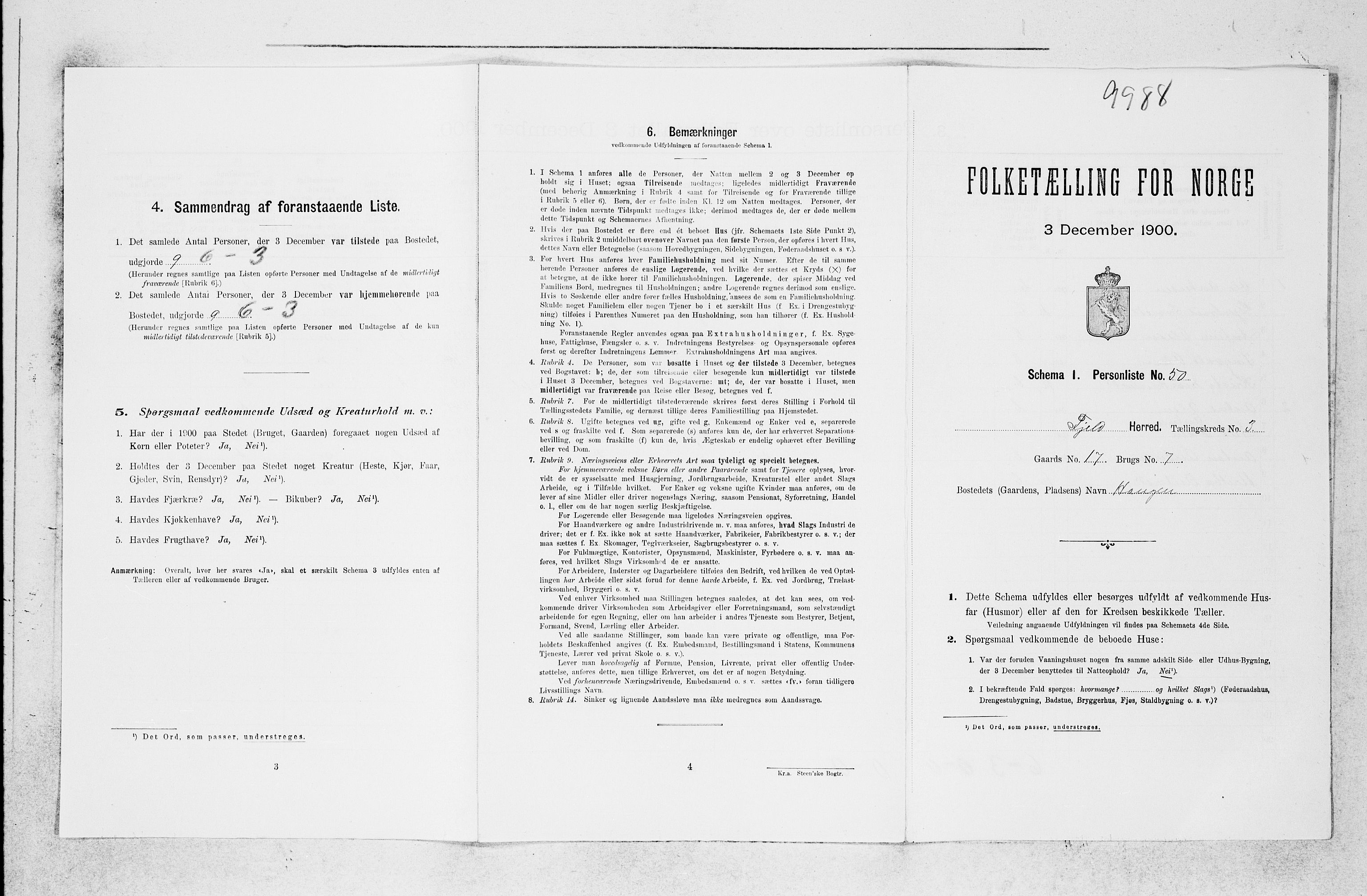 SAB, 1900 census for Fjell, 1900, p. 388