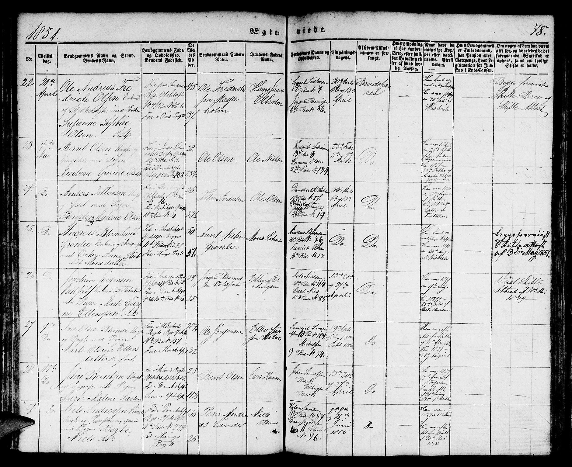 Domkirken sokneprestembete, AV/SAB-A-74801/H/Hab/L0029: Parish register (copy) no. D 1, 1839-1857, p. 78