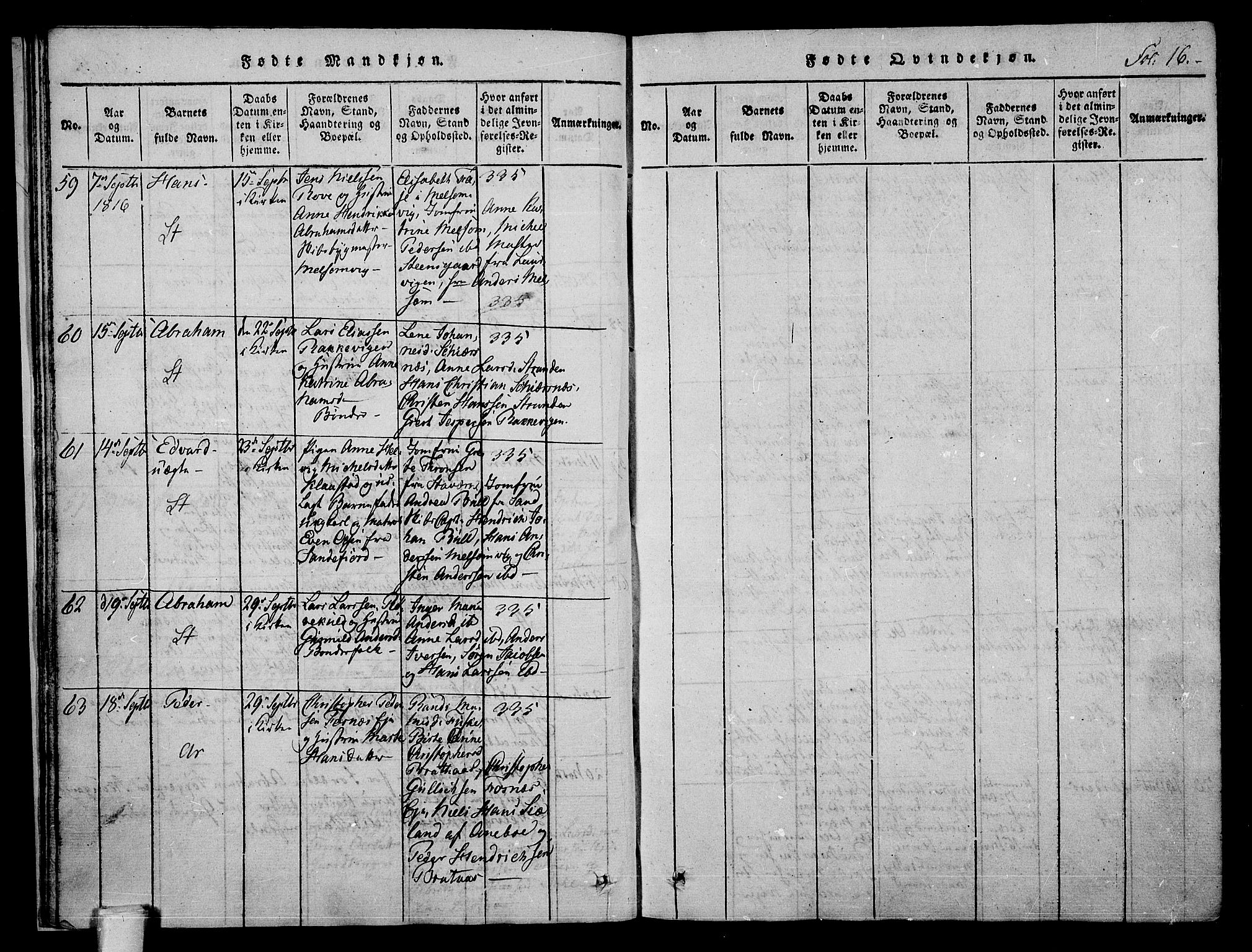 Stokke kirkebøker, AV/SAKO-A-320/F/Fa/L0005: Parish register (official) no. I 5, 1815-1826, p. 16