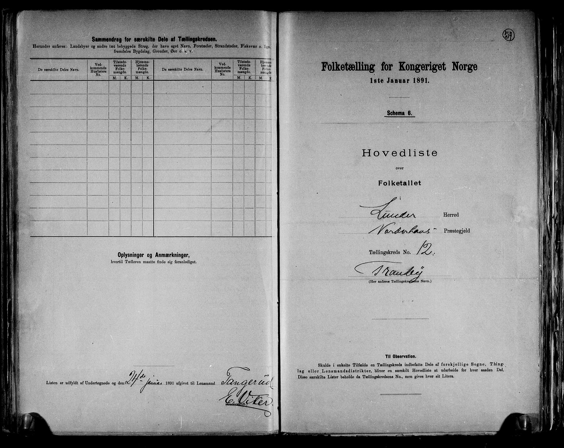 RA, 1891 census for 0613 Norderhov, 1891, p. 36