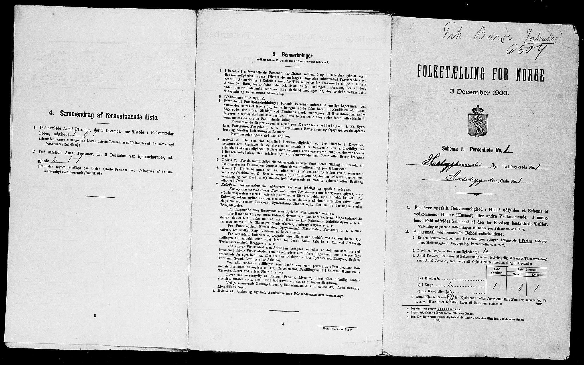 SAST, 1900 census for Haugesund, 1900, p. 108