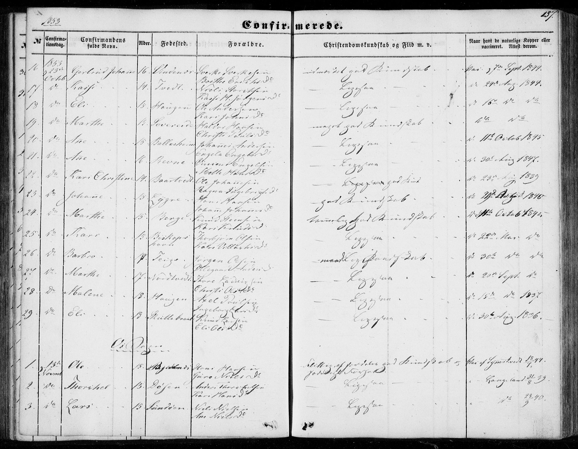 Os sokneprestembete, AV/SAB-A-99929: Parish register (official) no. A 16, 1851-1859, p. 137