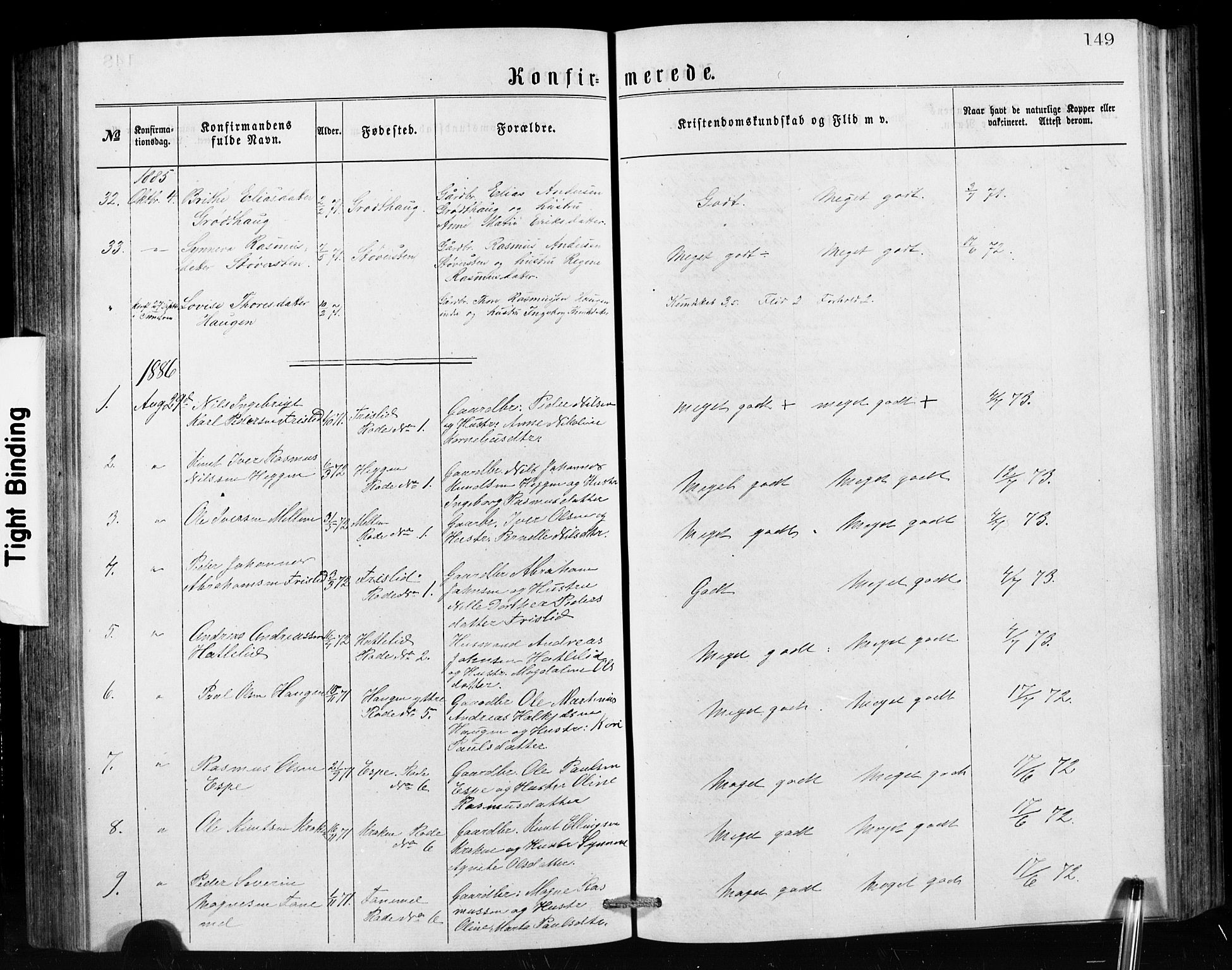 Hornindal sokneprestembete, SAB/A-82401/H/Hab: Parish register (copy) no. A 1, 1876-1894, p. 149