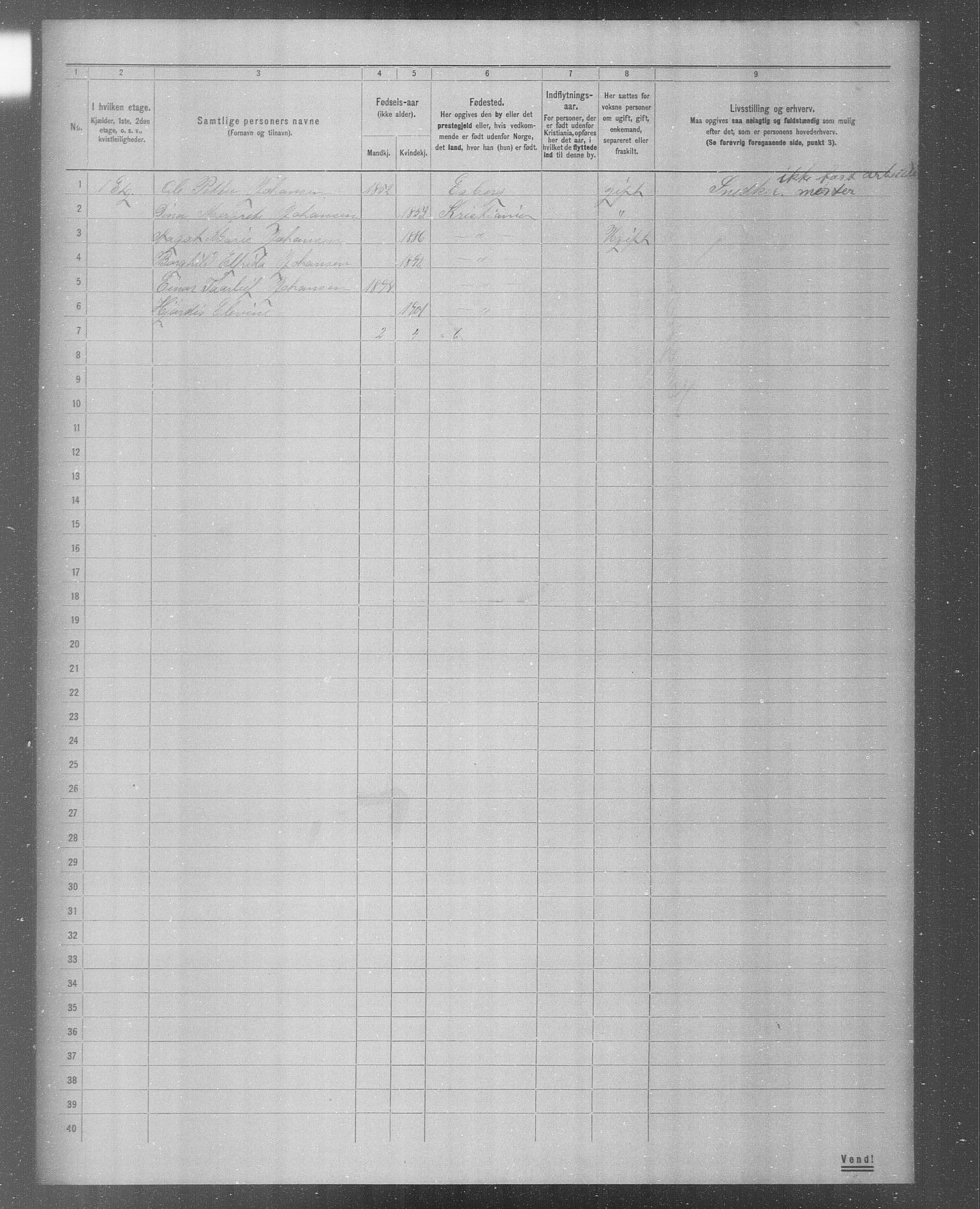 OBA, Municipal Census 1904 for Kristiania, 1904, p. 4464