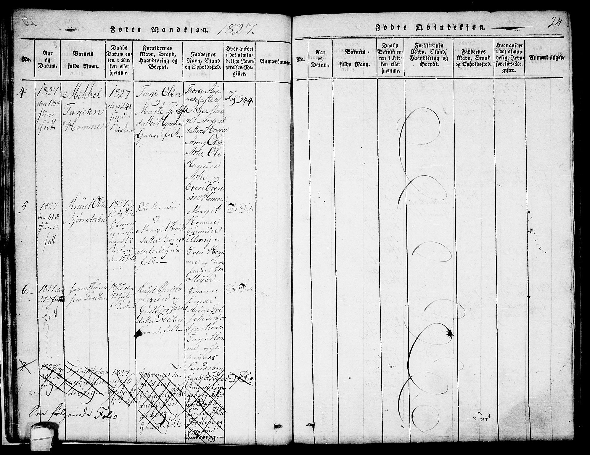 Lårdal kirkebøker, SAKO/A-284/G/Ga/L0001: Parish register (copy) no. I 1, 1815-1861, p. 24
