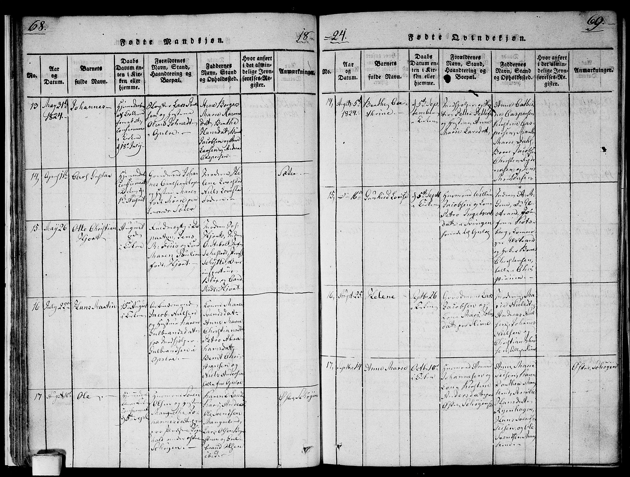 Gamlebyen prestekontor Kirkebøker, AV/SAO-A-10884/F/Fa/L0002: Parish register (official) no. 2, 1817-1829, p. 68-69