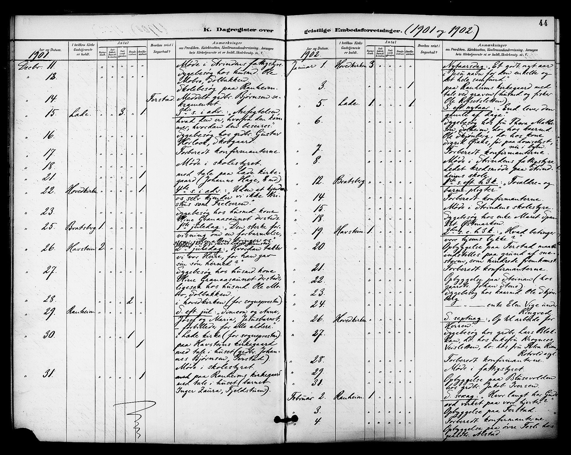 Ministerialprotokoller, klokkerbøker og fødselsregistre - Sør-Trøndelag, SAT/A-1456/606/L0304: Curate's parish register no. 606B03, 1895-1917, p. 44