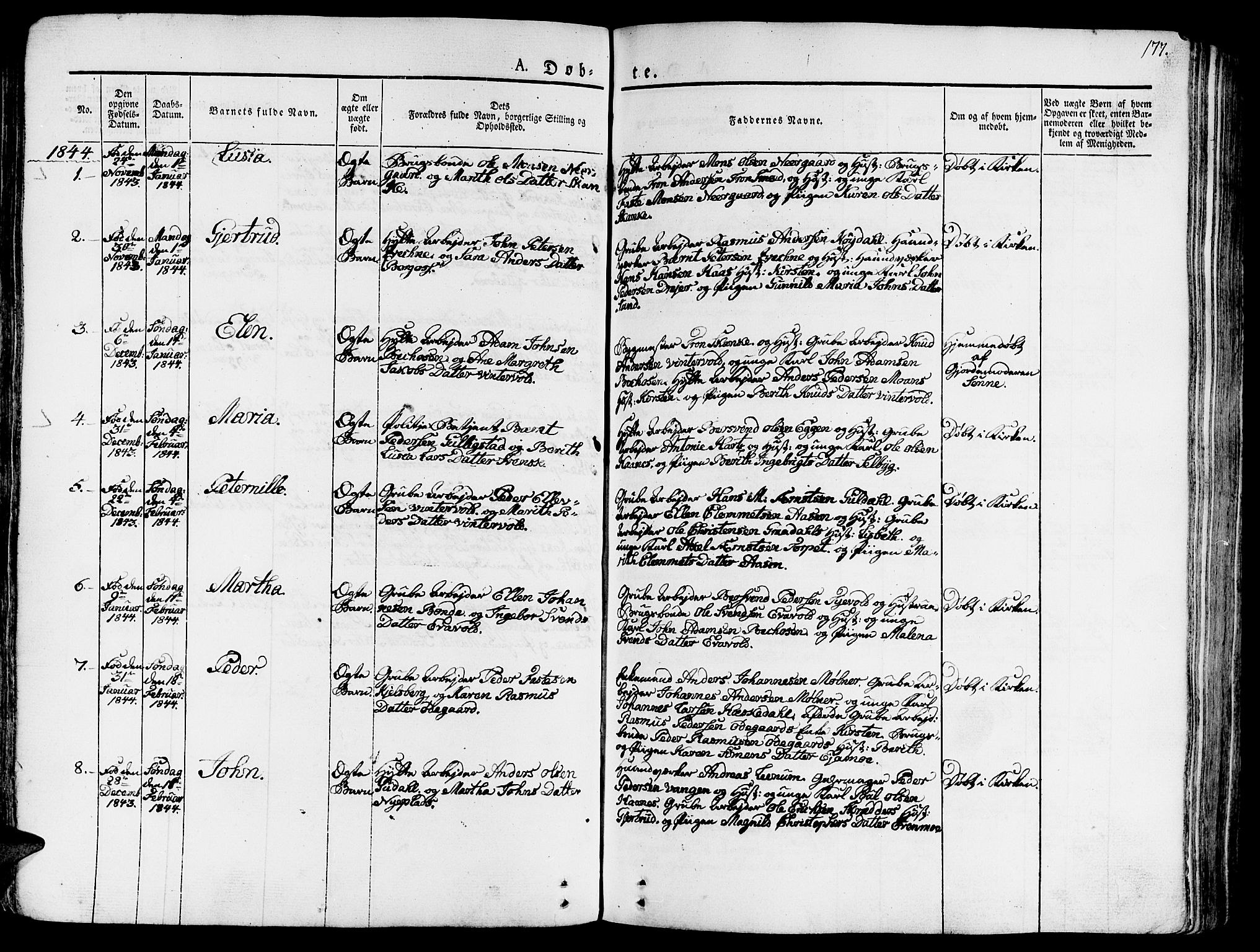 Ministerialprotokoller, klokkerbøker og fødselsregistre - Sør-Trøndelag, SAT/A-1456/681/L0930: Parish register (official) no. 681A08, 1829-1844, p. 177