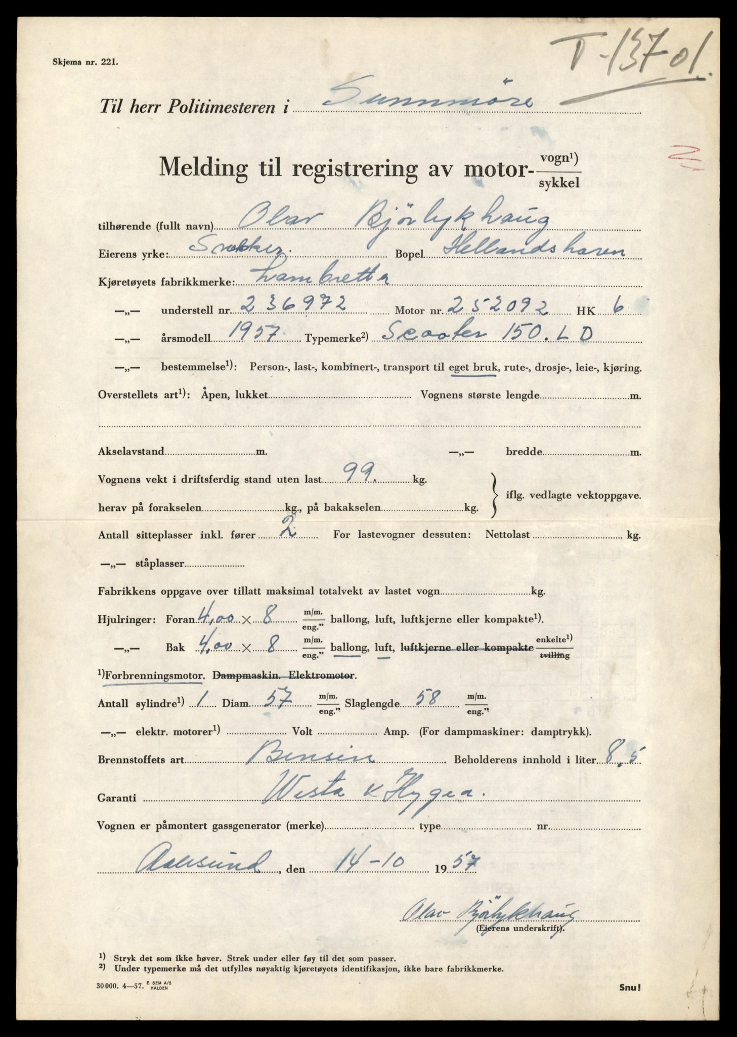 Møre og Romsdal vegkontor - Ålesund trafikkstasjon, AV/SAT-A-4099/F/Fe/L0040: Registreringskort for kjøretøy T 13531 - T 13709, 1927-1998, p. 2921