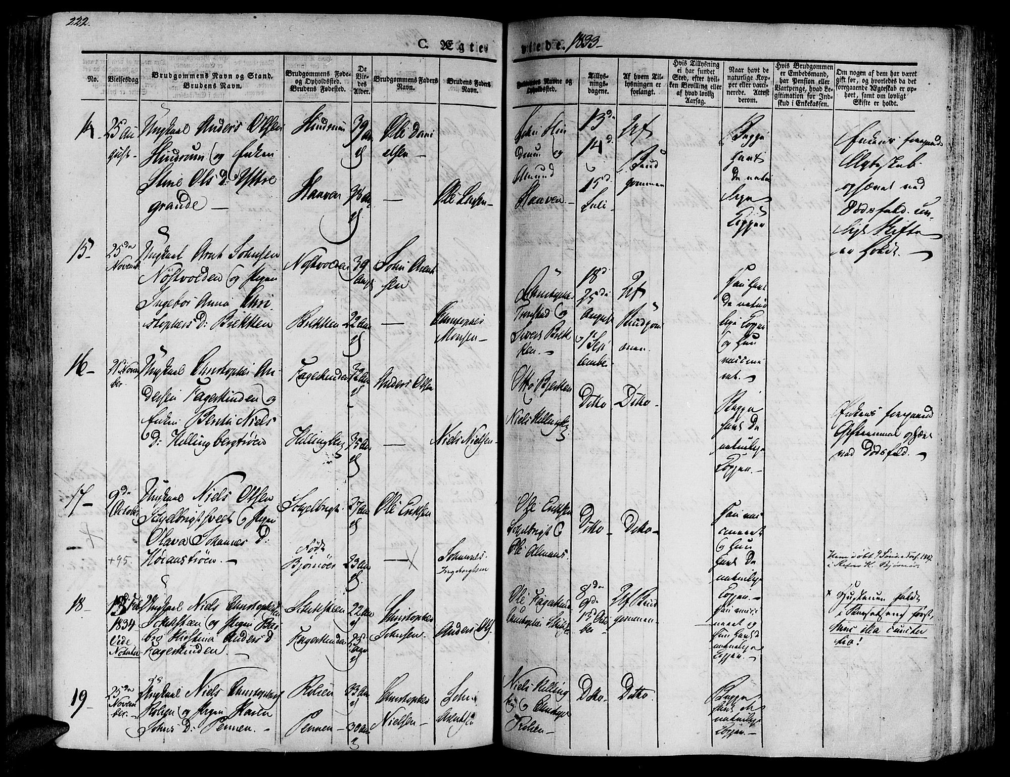 Ministerialprotokoller, klokkerbøker og fødselsregistre - Nord-Trøndelag, AV/SAT-A-1458/701/L0006: Parish register (official) no. 701A06, 1825-1841, p. 222