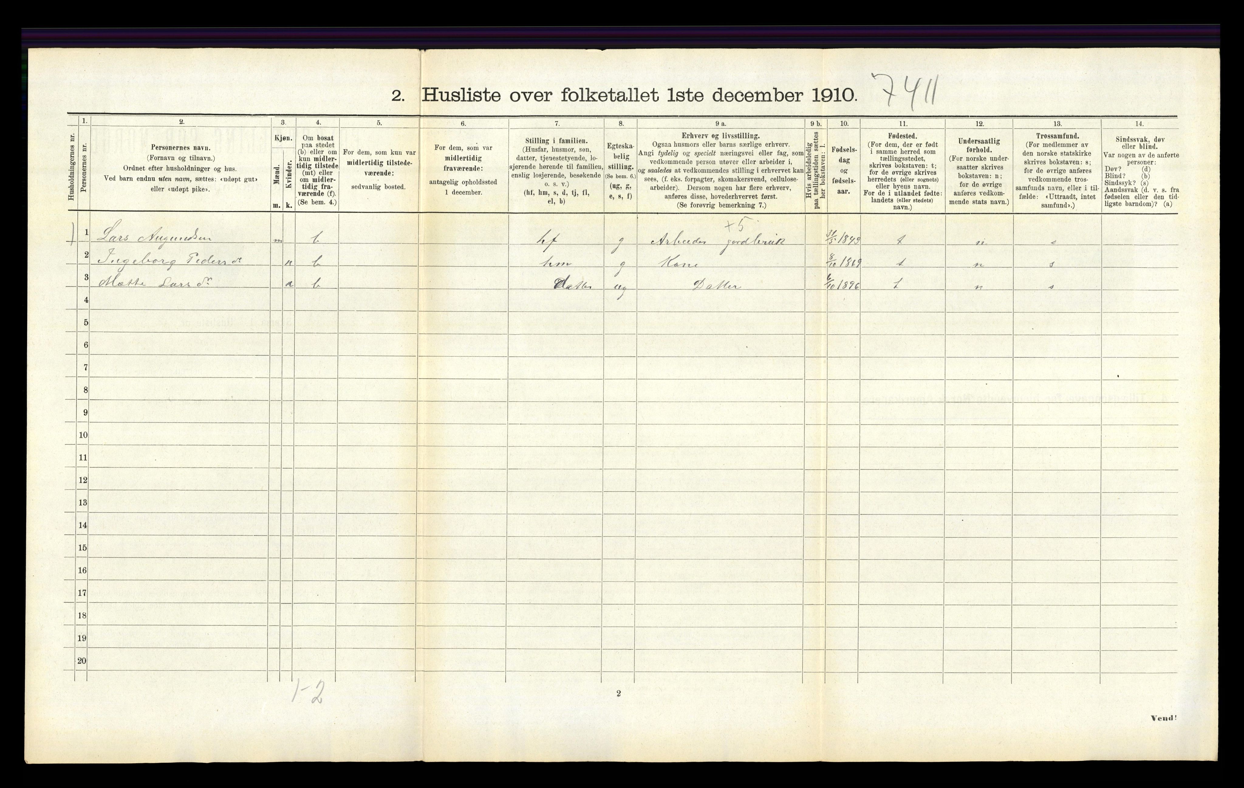 RA, 1910 census for Hafslo, 1910, p. 164