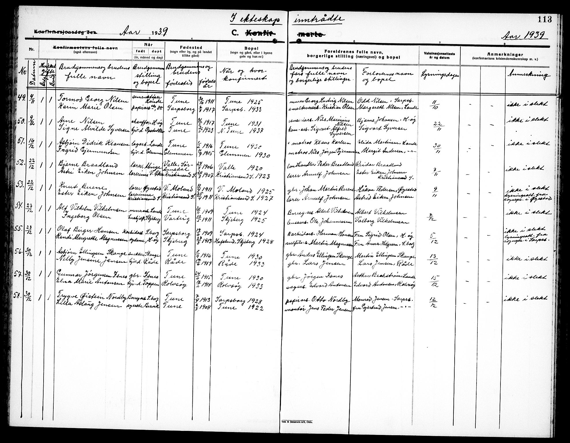 Tune prestekontor Kirkebøker, SAO/A-2007/G/Ga/L0005: Parish register (copy) no. I 5, 1929-1939, p. 113