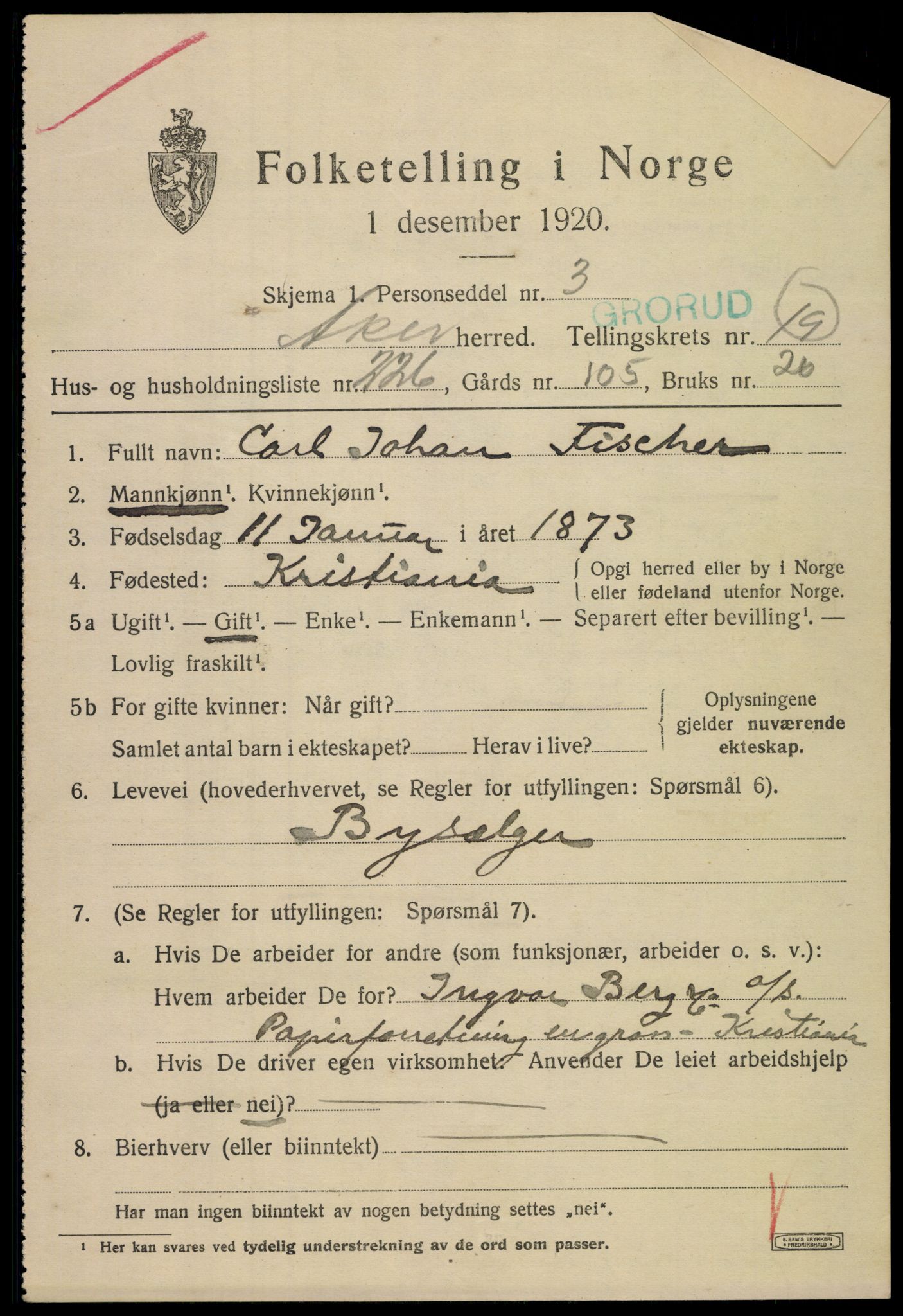 SAO, 1920 census for Aker, 1920, p. 121980