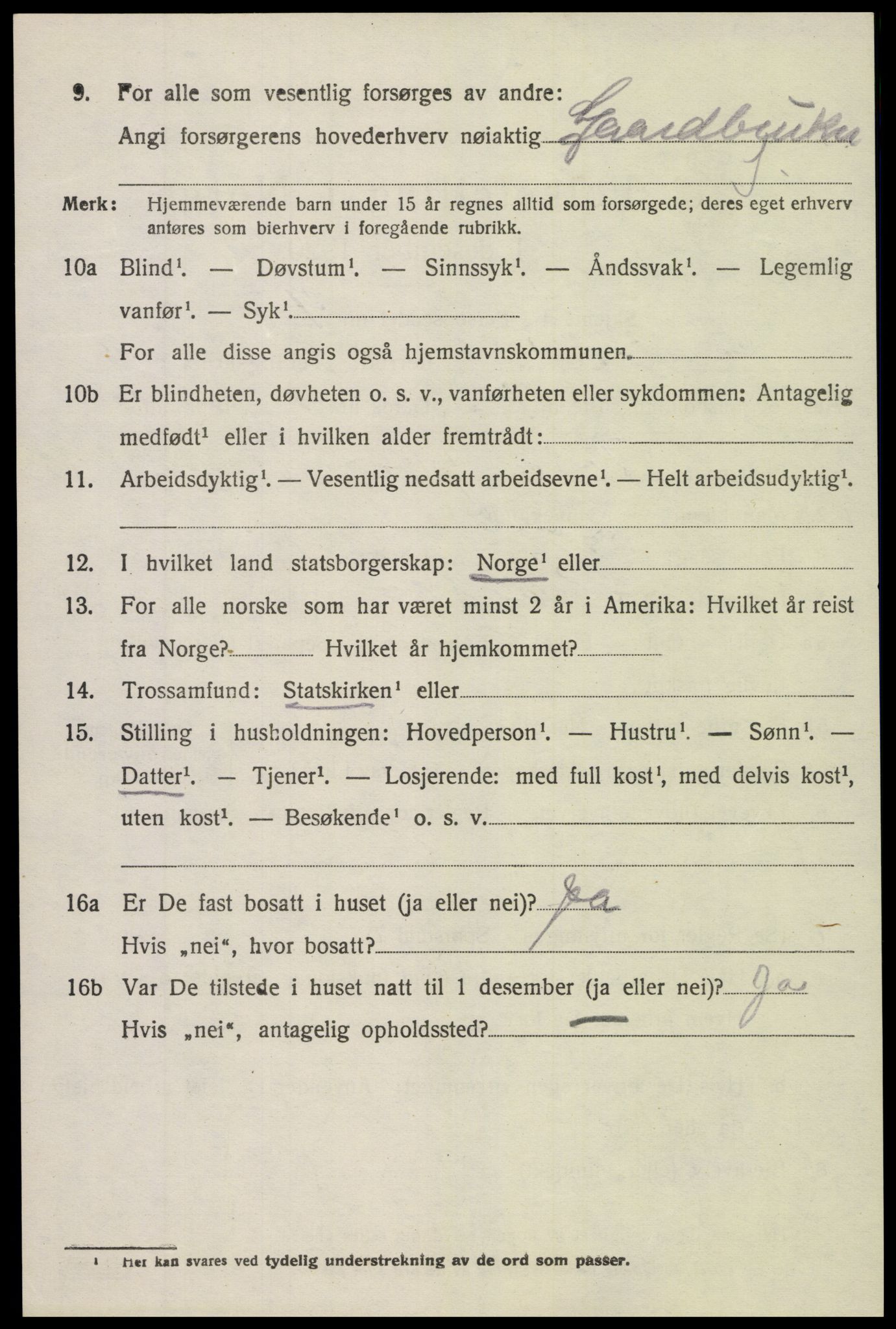 SAK, 1920 census for Søndeled, 1920, p. 1726