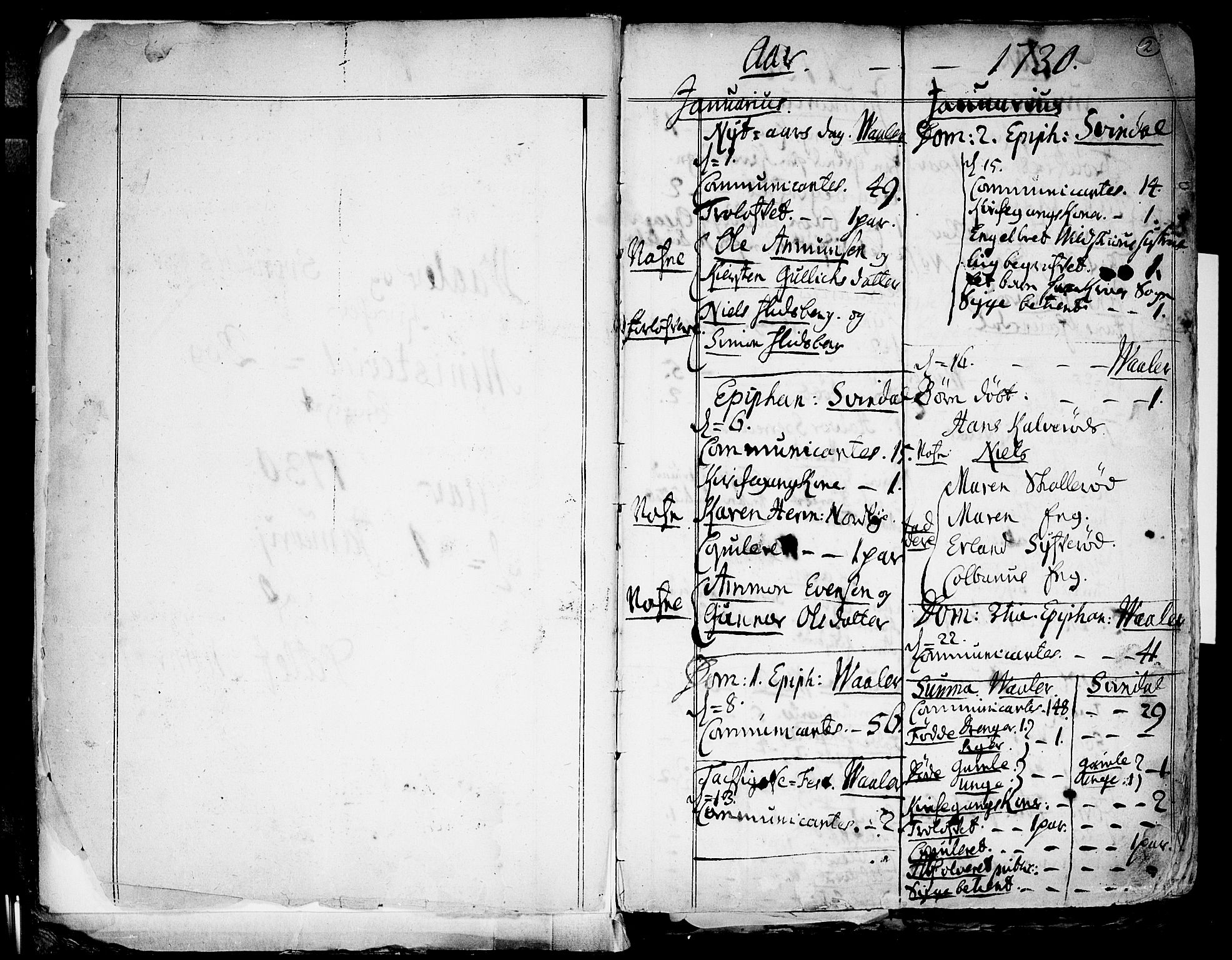Våler prestekontor Kirkebøker, SAO/A-11083/F/Fa/L0003: Parish register (official) no. I 3, 1730-1770, p. 2