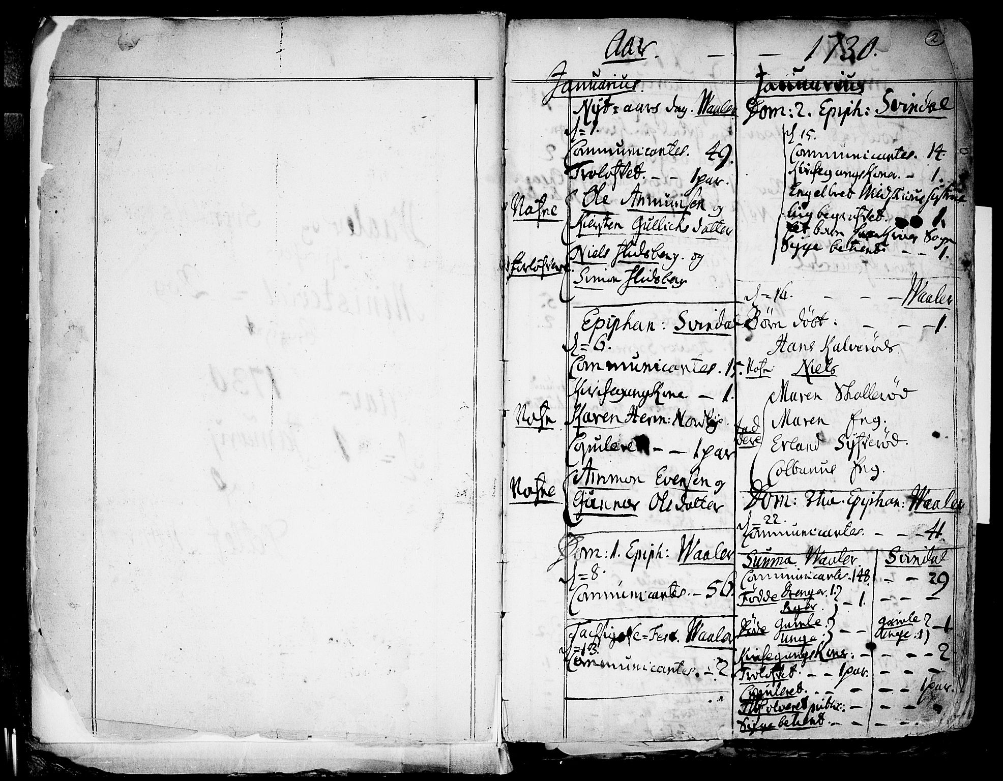 Våler prestekontor Kirkebøker, AV/SAO-A-11083/F/Fa/L0003: Parish register (official) no. I 3, 1730-1770, p. 2