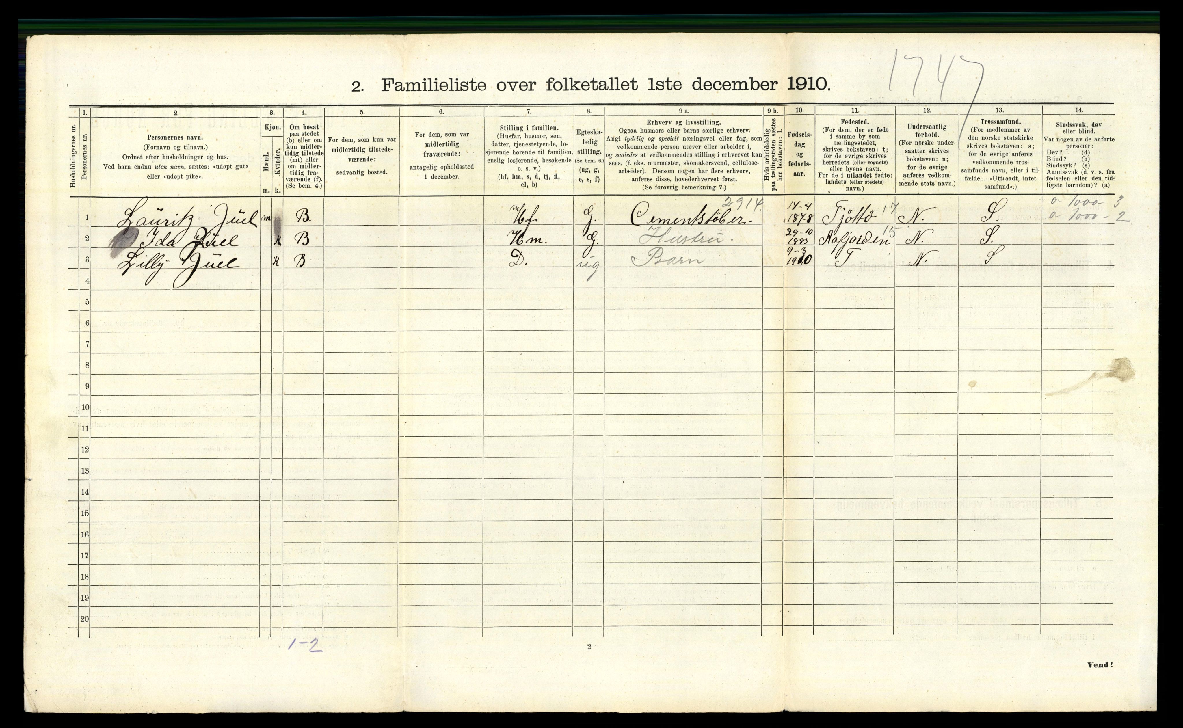 RA, 1910 census for Trondheim, 1910, p. 23156