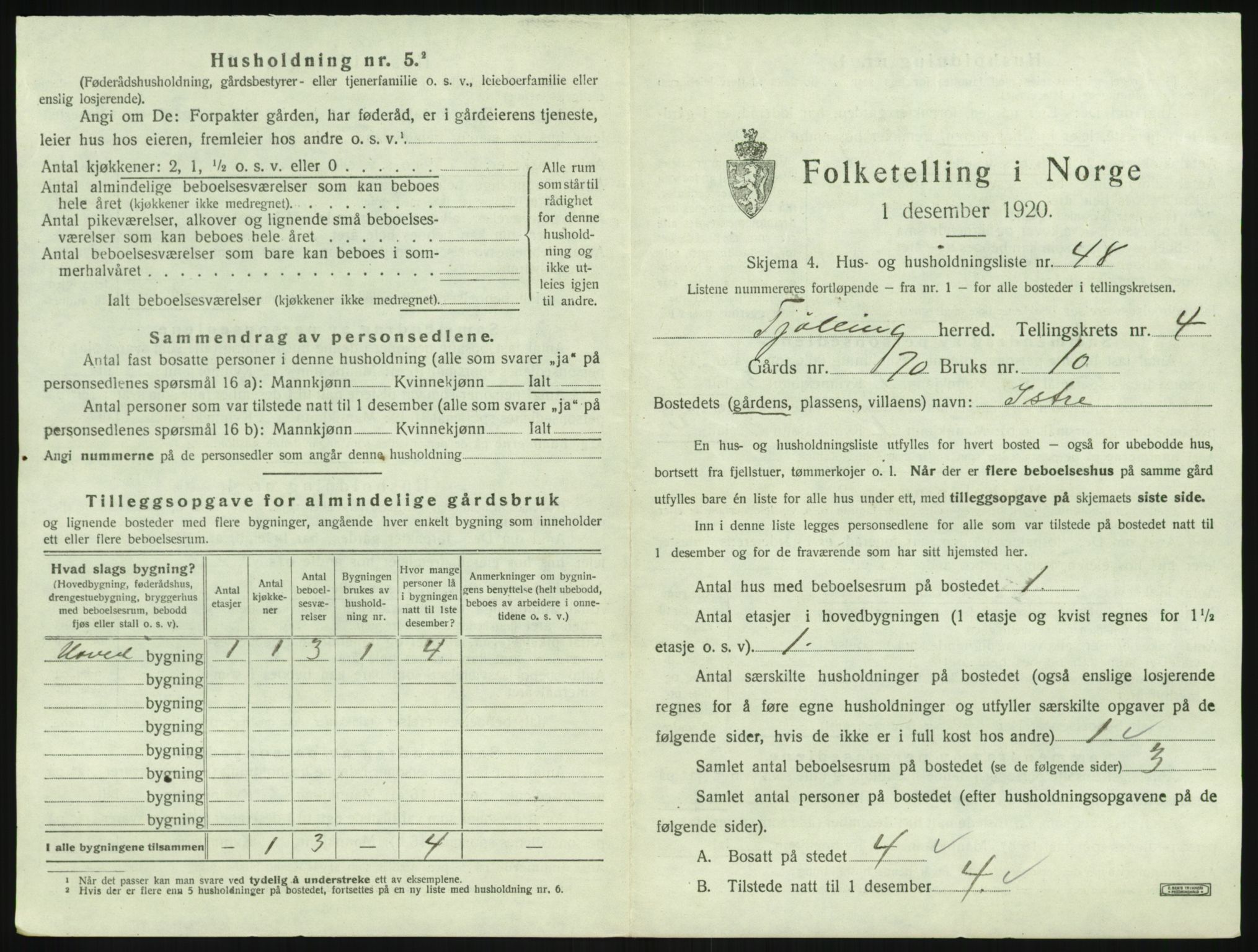 SAKO, 1920 census for Tjølling, 1920, p. 1169