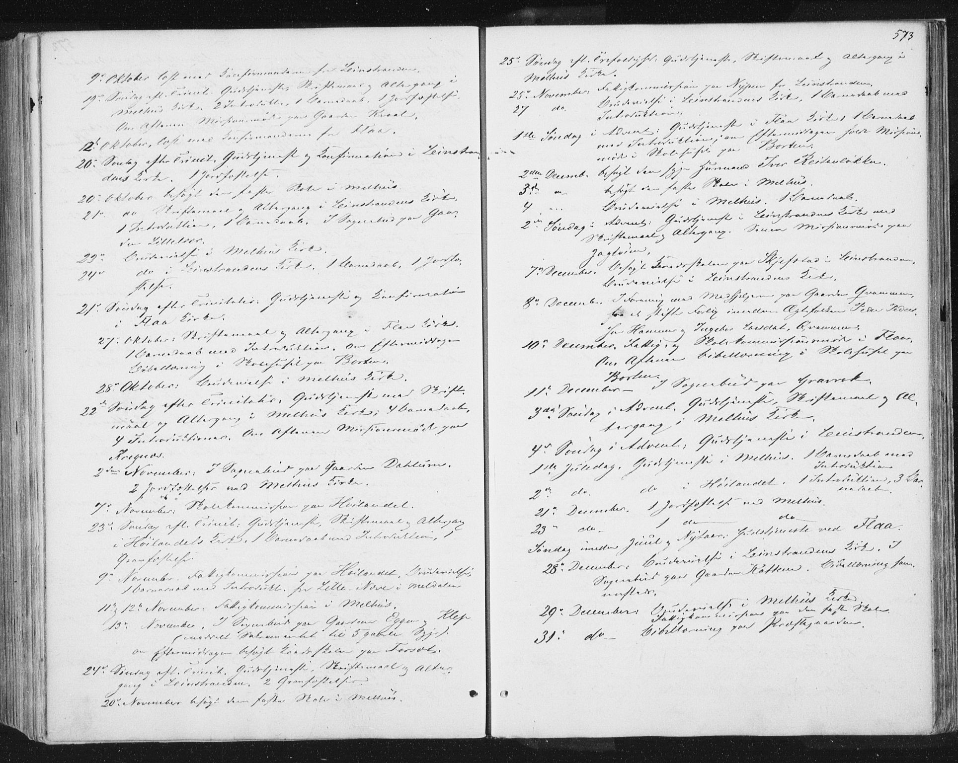 Ministerialprotokoller, klokkerbøker og fødselsregistre - Sør-Trøndelag, SAT/A-1456/691/L1077: Parish register (official) no. 691A09, 1862-1873, p. 573