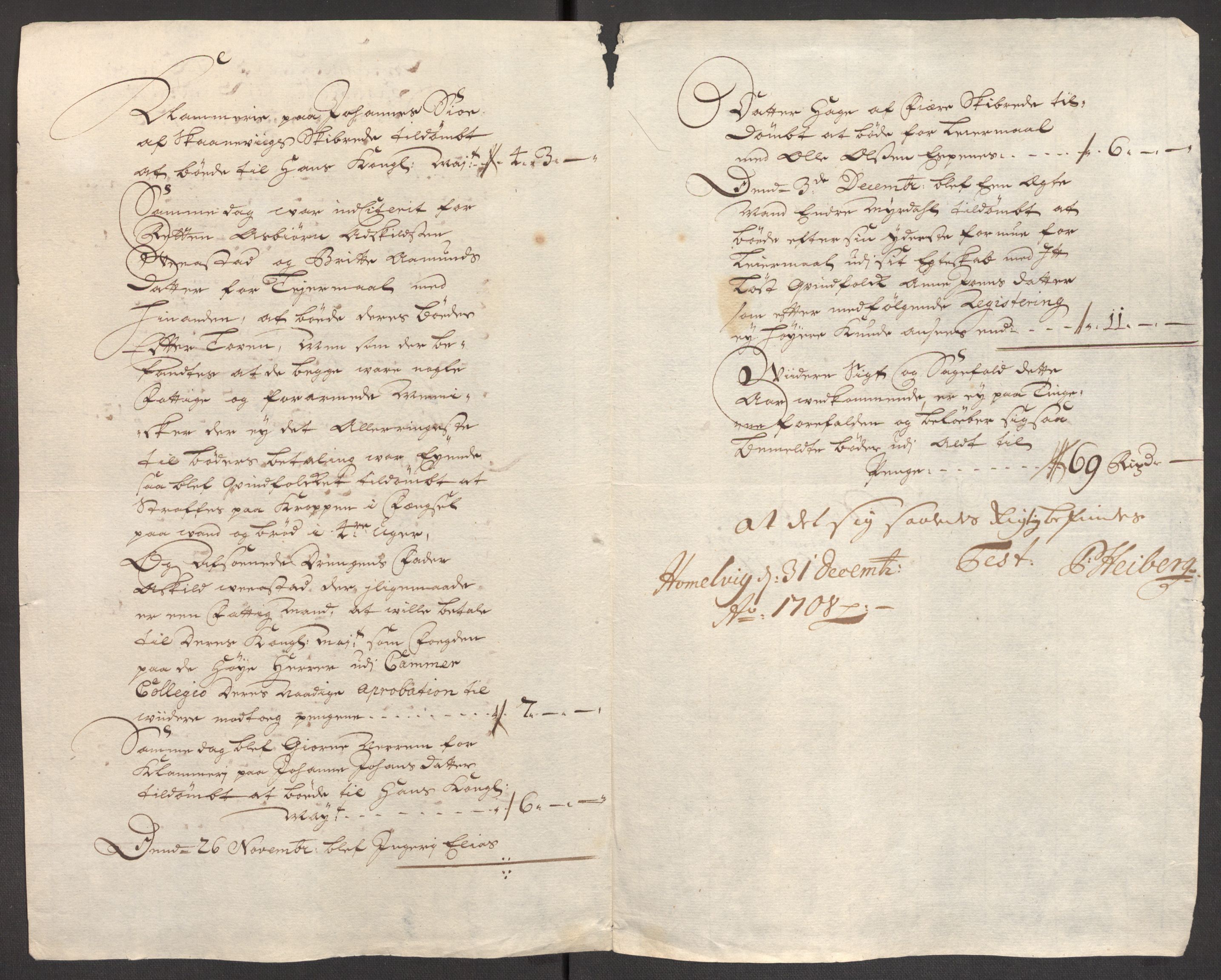 Rentekammeret inntil 1814, Reviderte regnskaper, Fogderegnskap, AV/RA-EA-4092/R48/L2985: Fogderegnskap Sunnhordland og Hardanger, 1708, p. 39