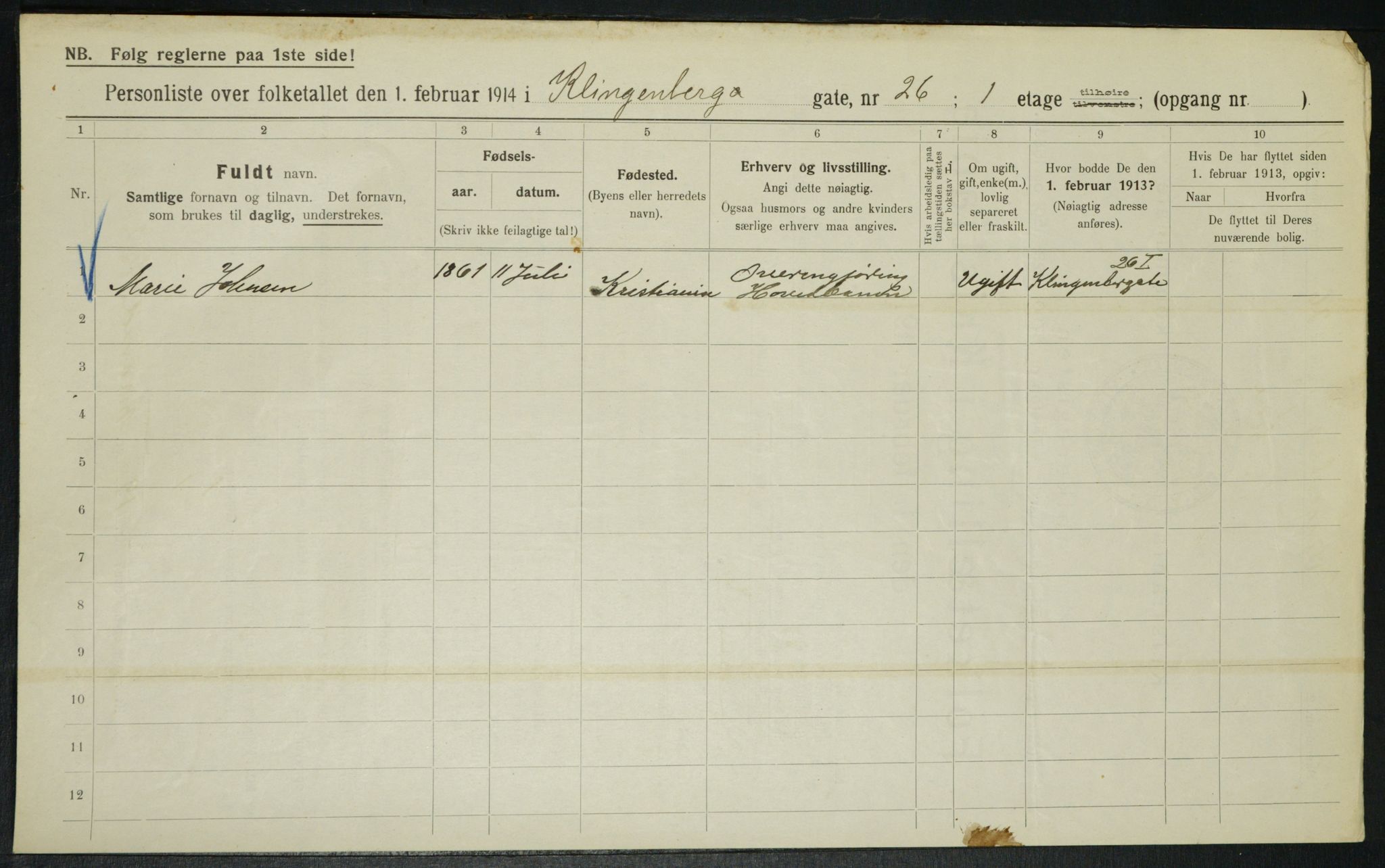 OBA, Municipal Census 1914 for Kristiania, 1914, p. 52015