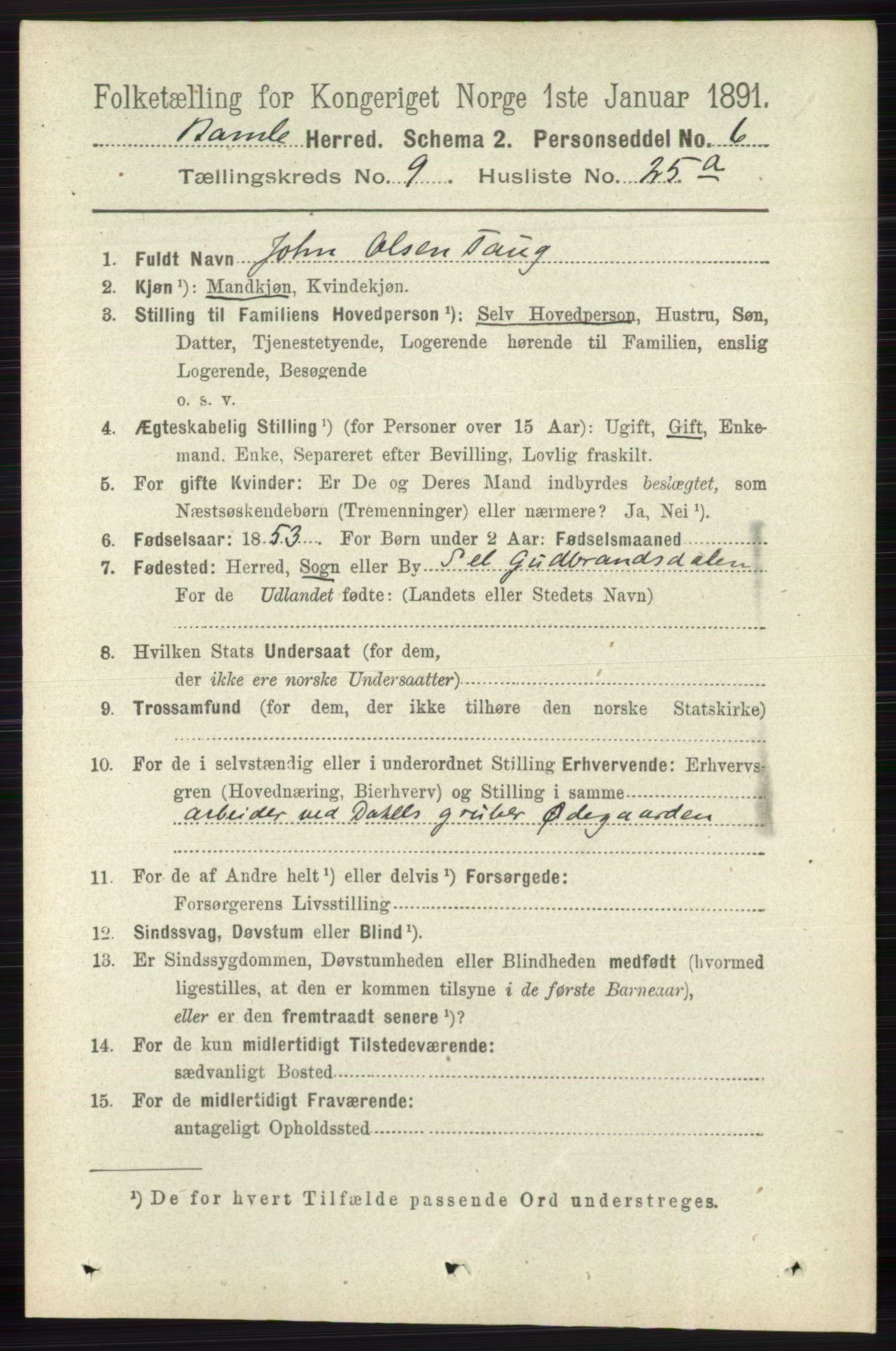 RA, 1891 census for 0814 Bamble, 1891, p. 4366