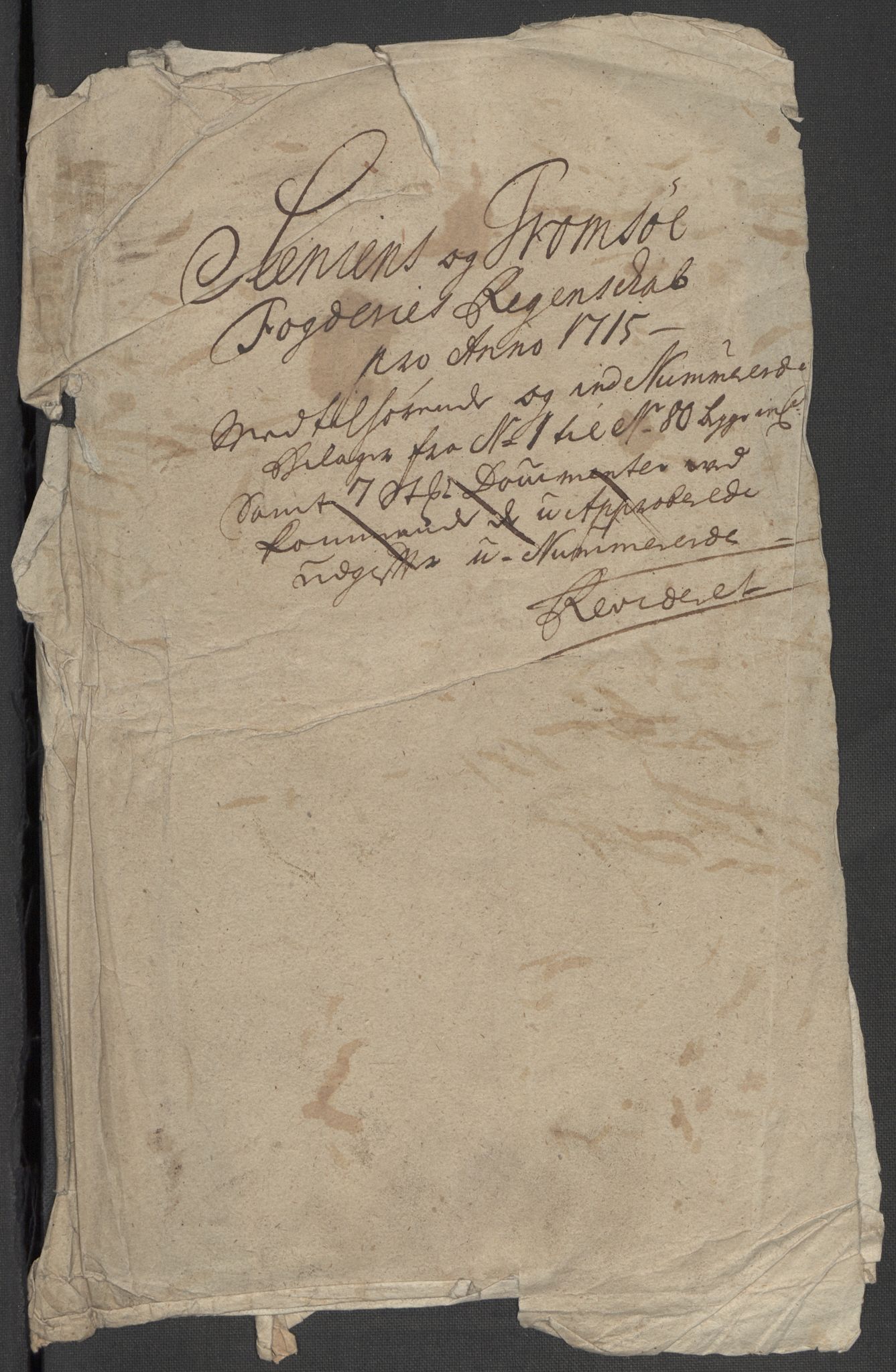 Rentekammeret inntil 1814, Reviderte regnskaper, Fogderegnskap, RA/EA-4092/R68/L4761: Fogderegnskap Senja og Troms, 1715, p. 3
