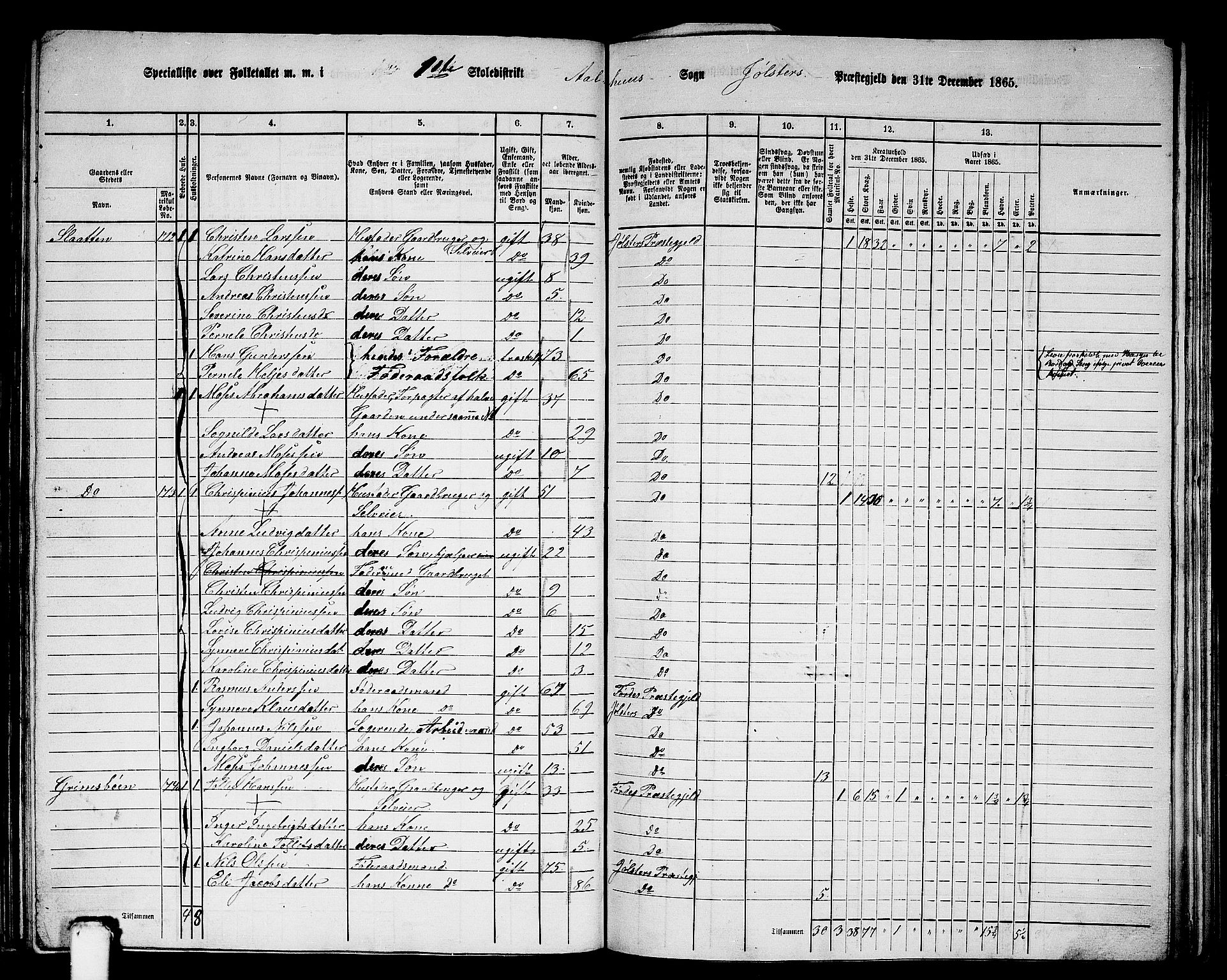 RA, 1865 census for Jølster, 1865, p. 94