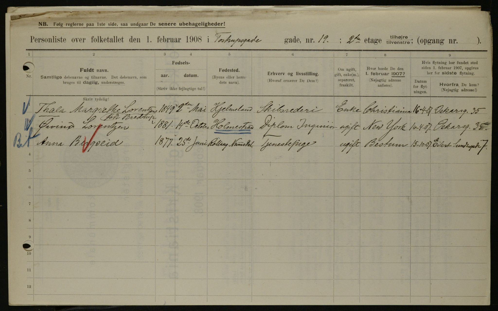 OBA, Municipal Census 1908 for Kristiania, 1908, p. 103692