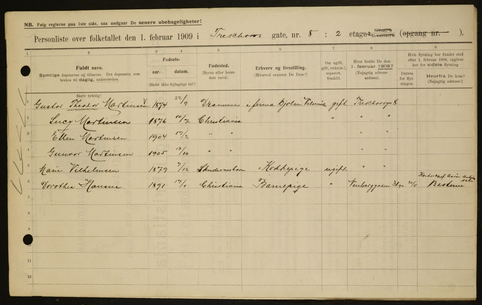 OBA, Municipal Census 1909 for Kristiania, 1909, p. 104829