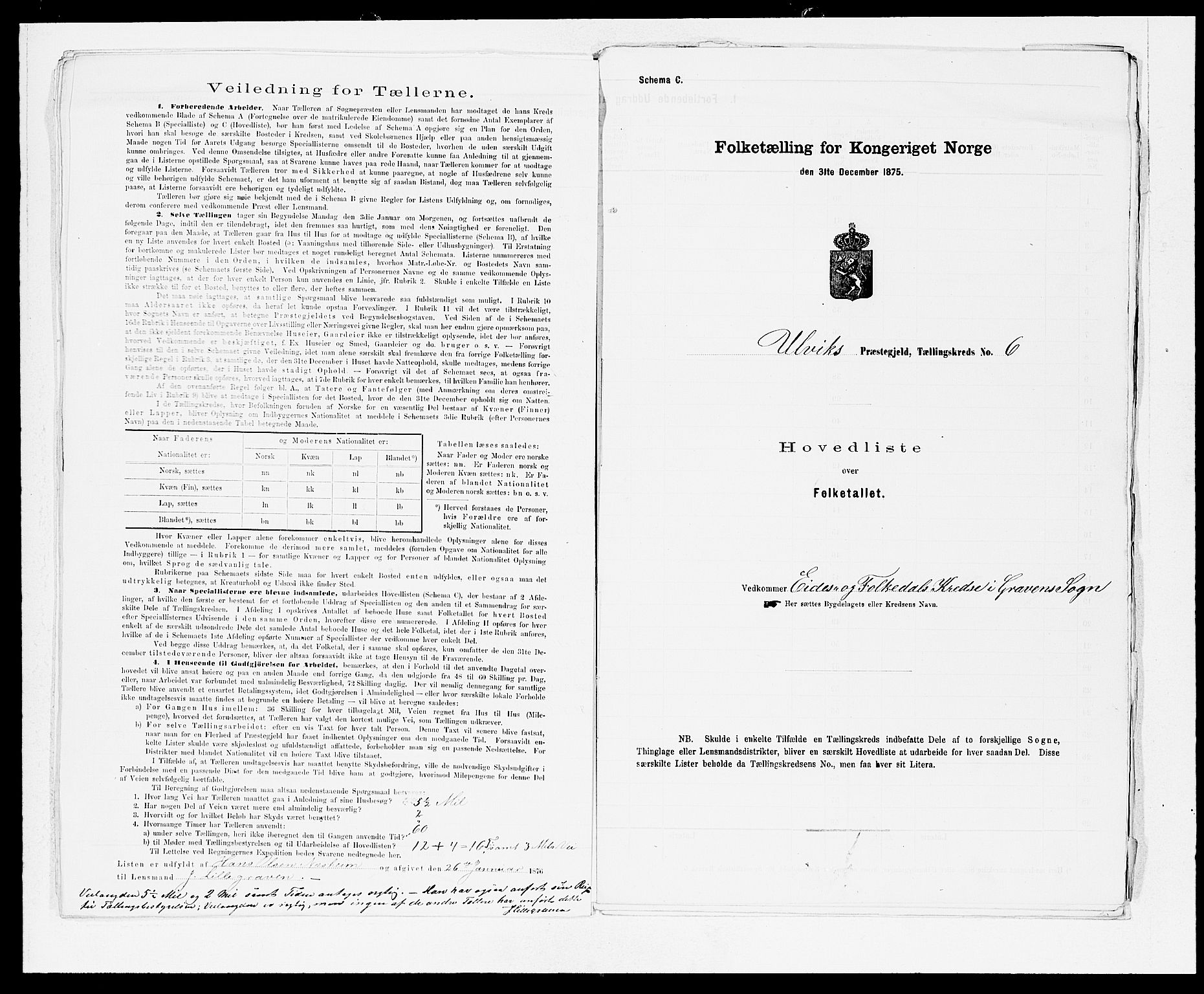 SAB, 1875 census for 1233P Ulvik, 1875, p. 14