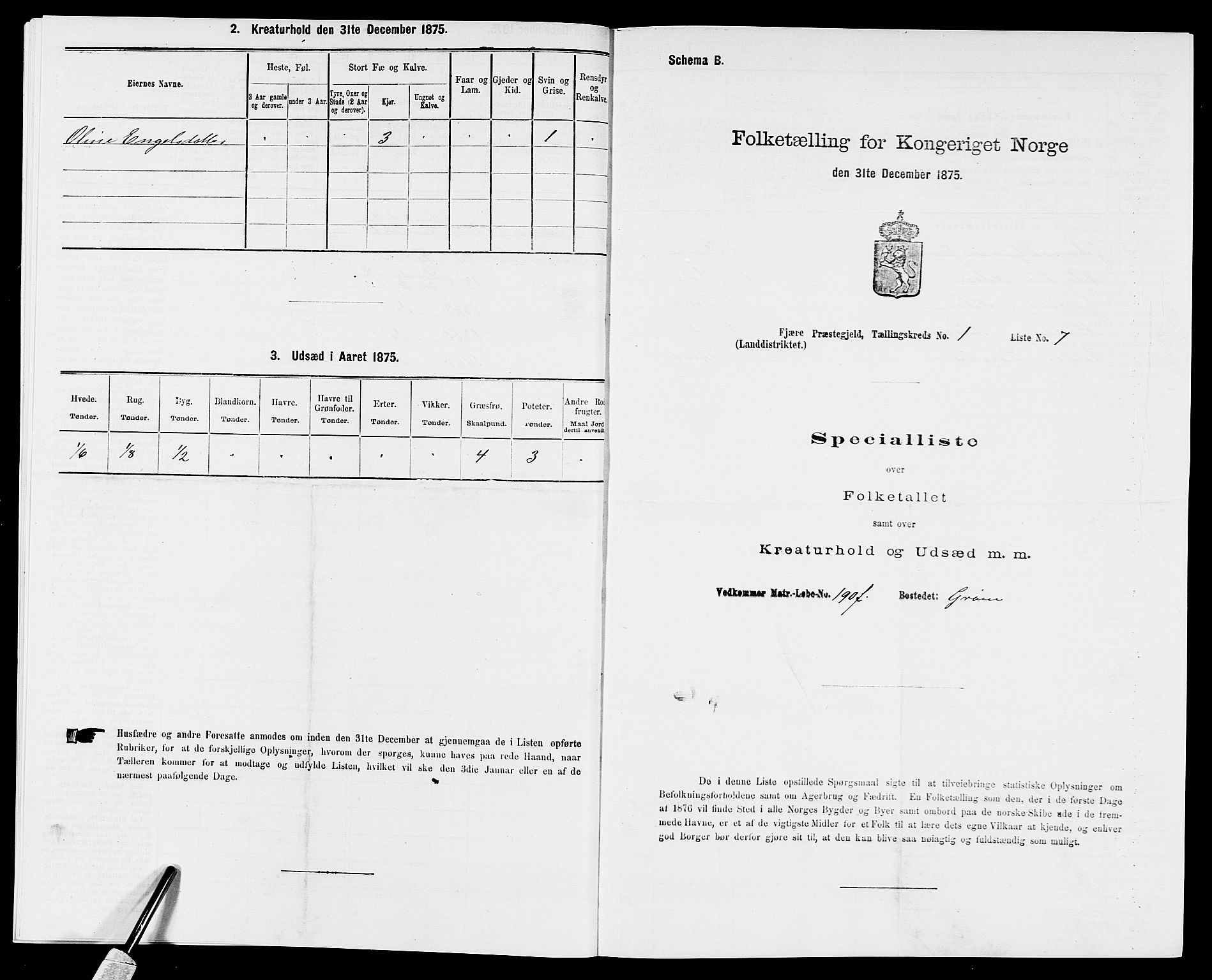 SAK, 1875 census for 0923L Fjære/Fjære, 1875, p. 81